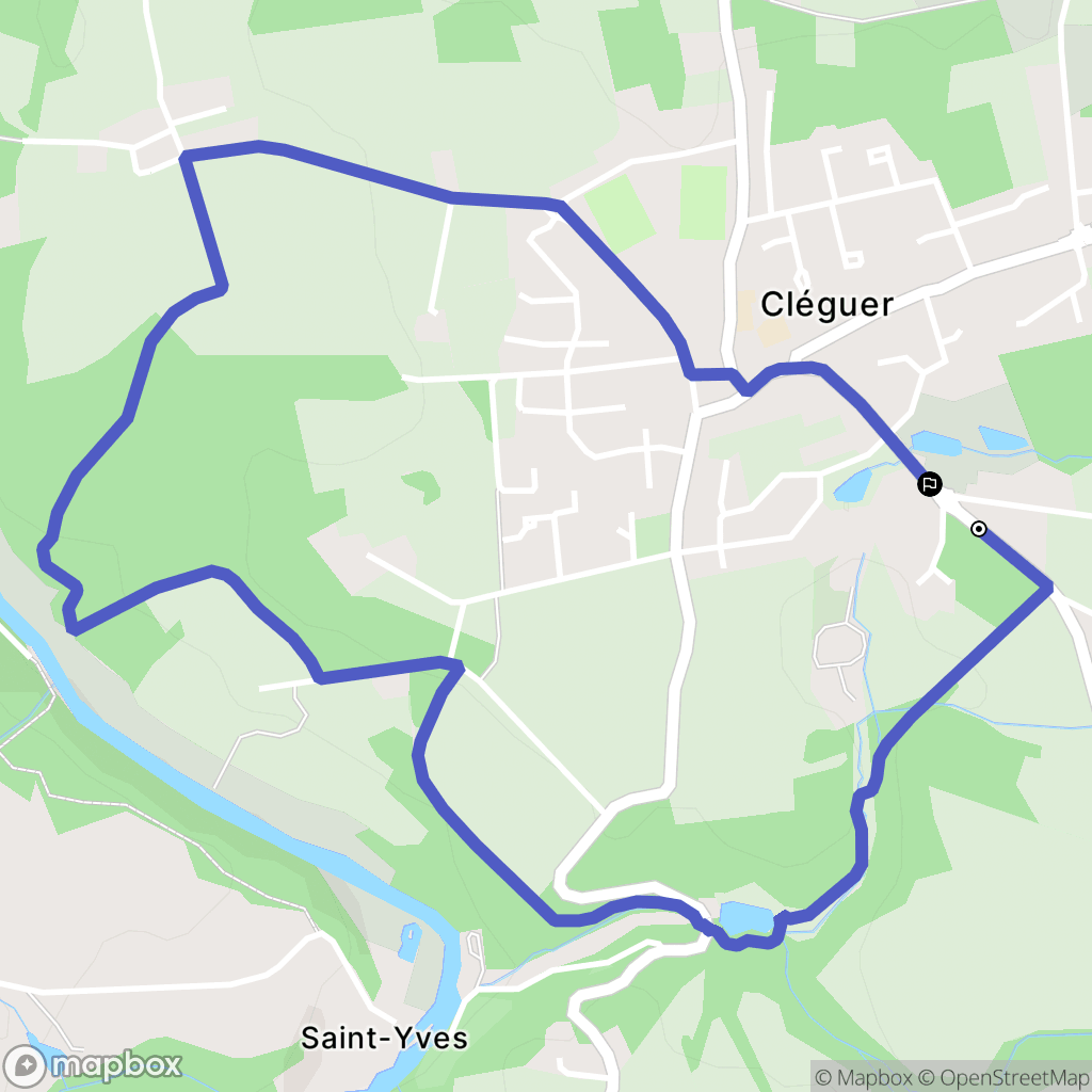 Cléguer : carte du parcours de randonnée - France