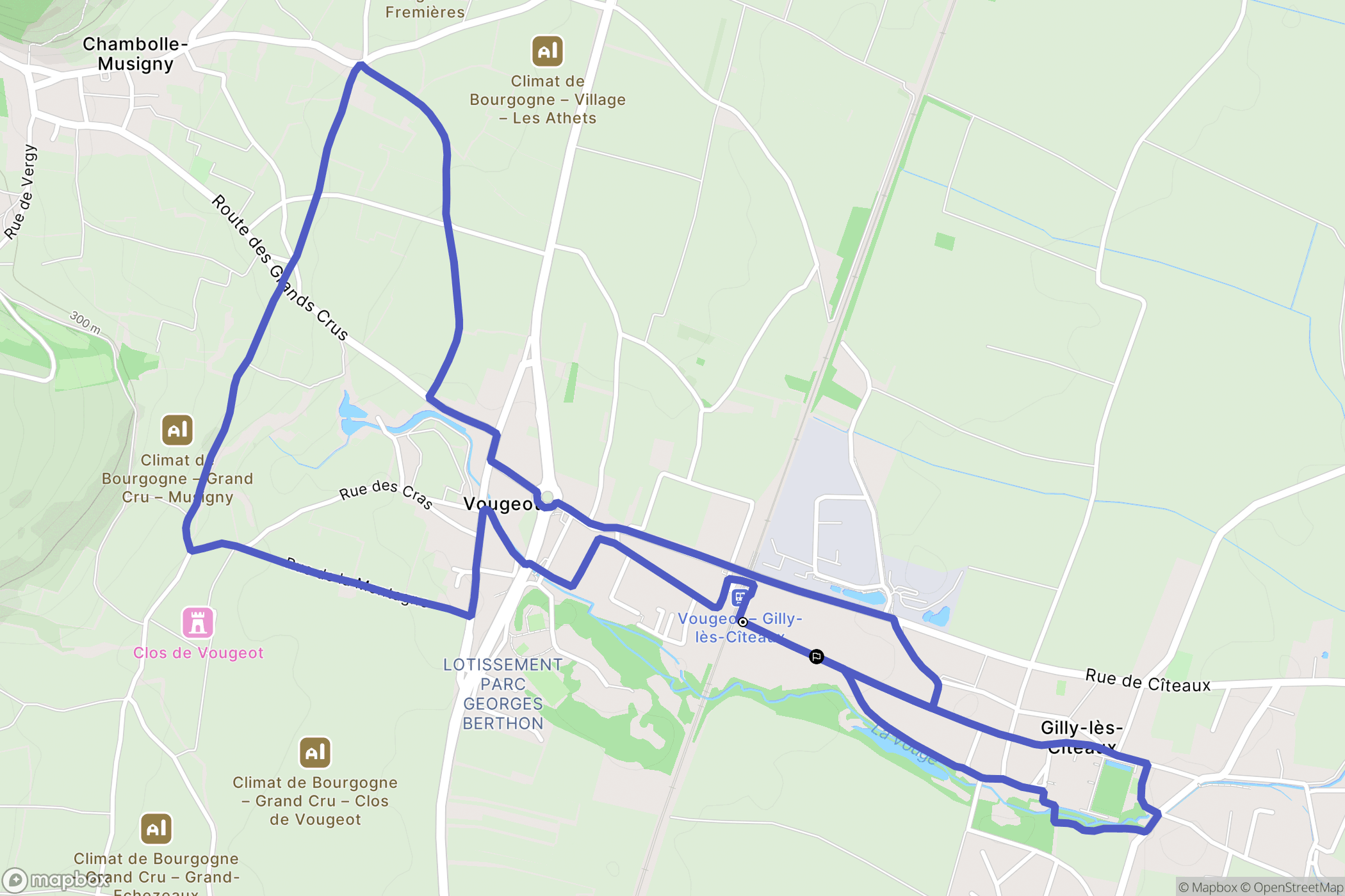 Gilly-lès-Cîteaux : carte du parcours de randonnée - France