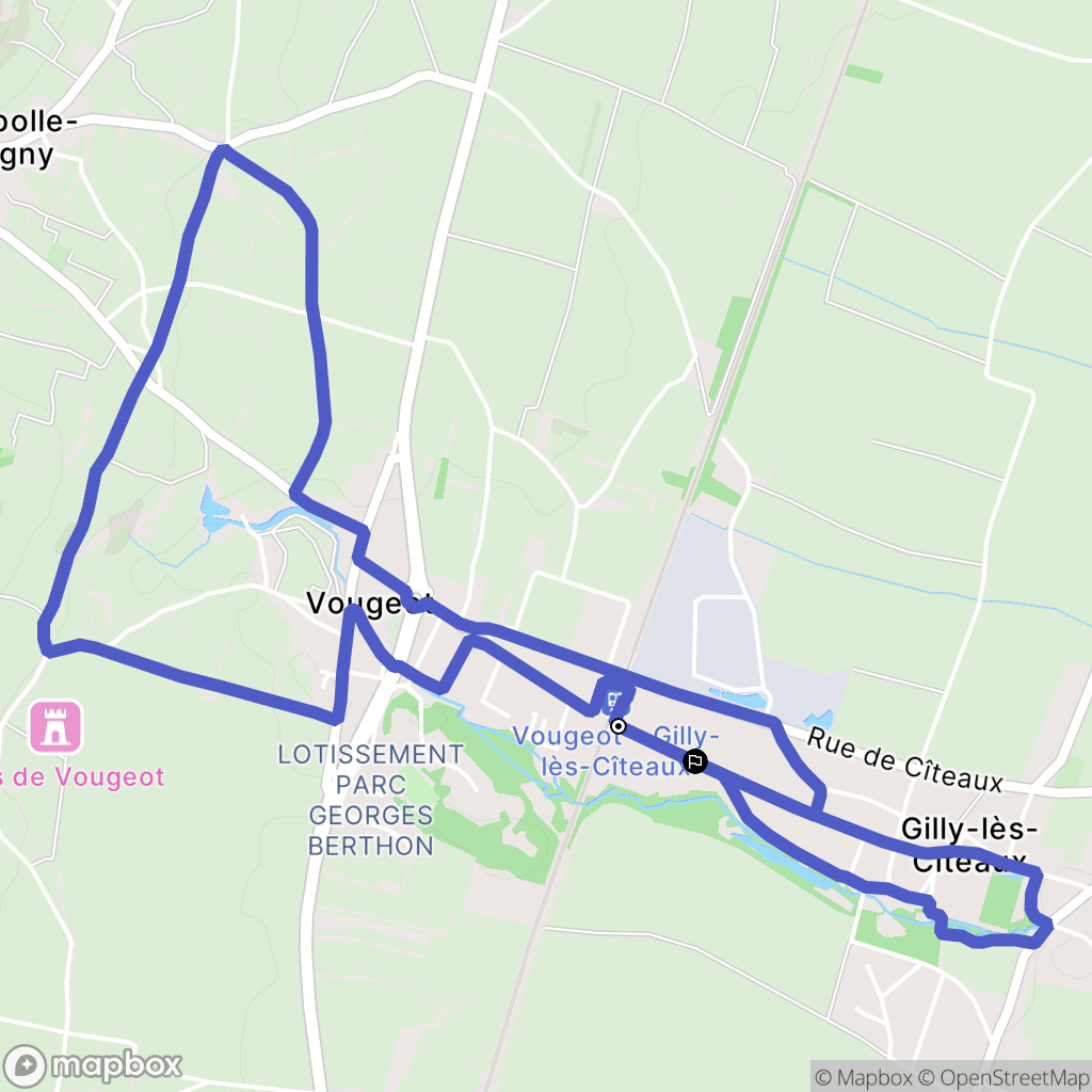 Gilly-lès-Cîteaux : carte du parcours de randonnée - France