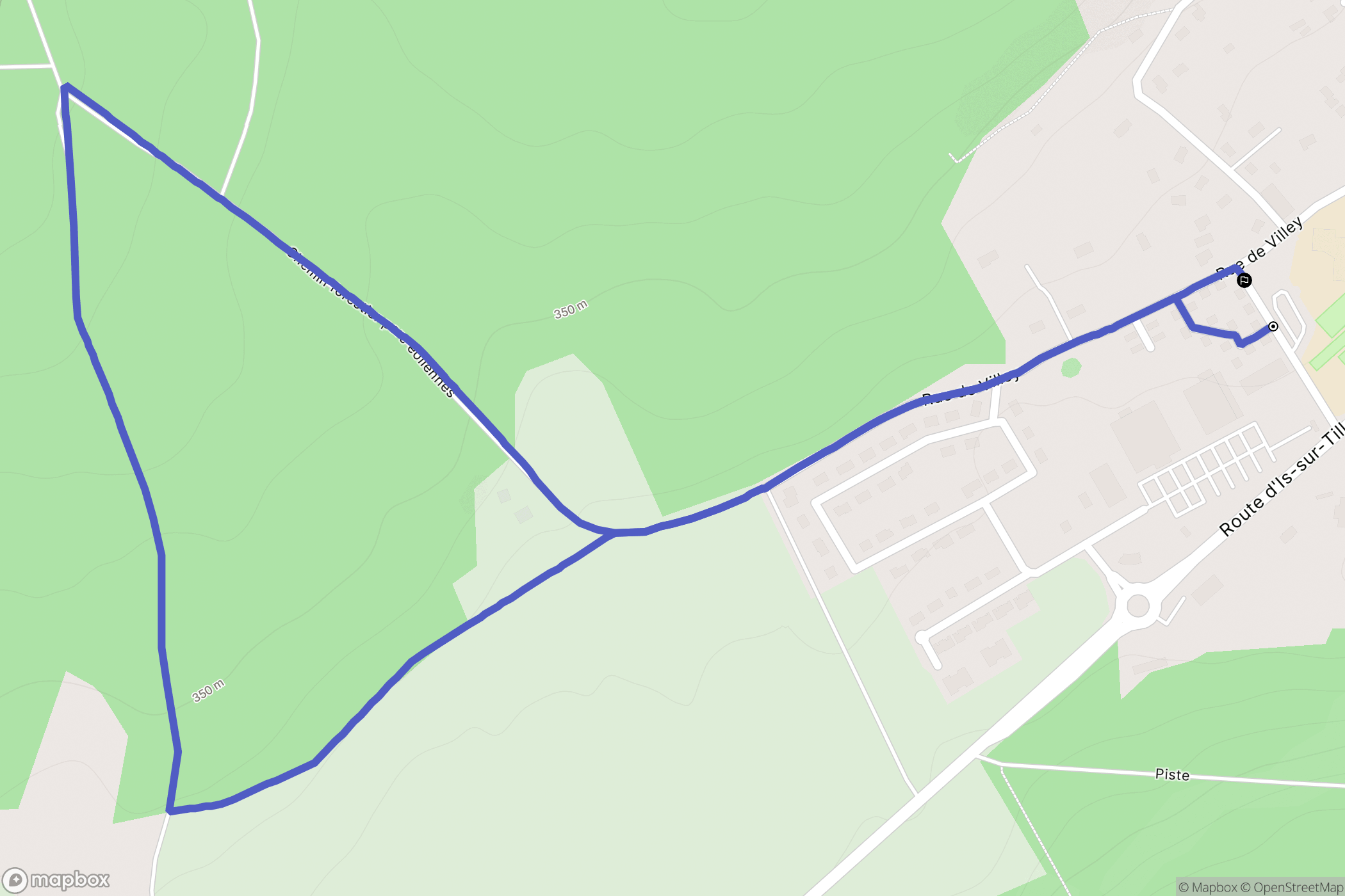 Selongey : carte du parcours de randonnée - France