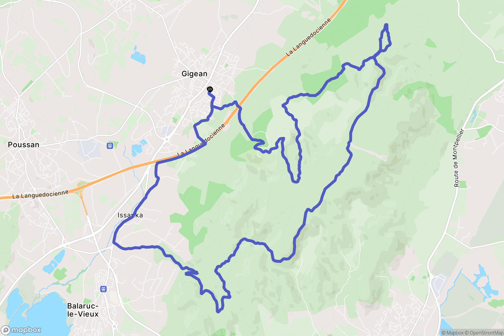 Gigean : carte du parcours de randonnée - France