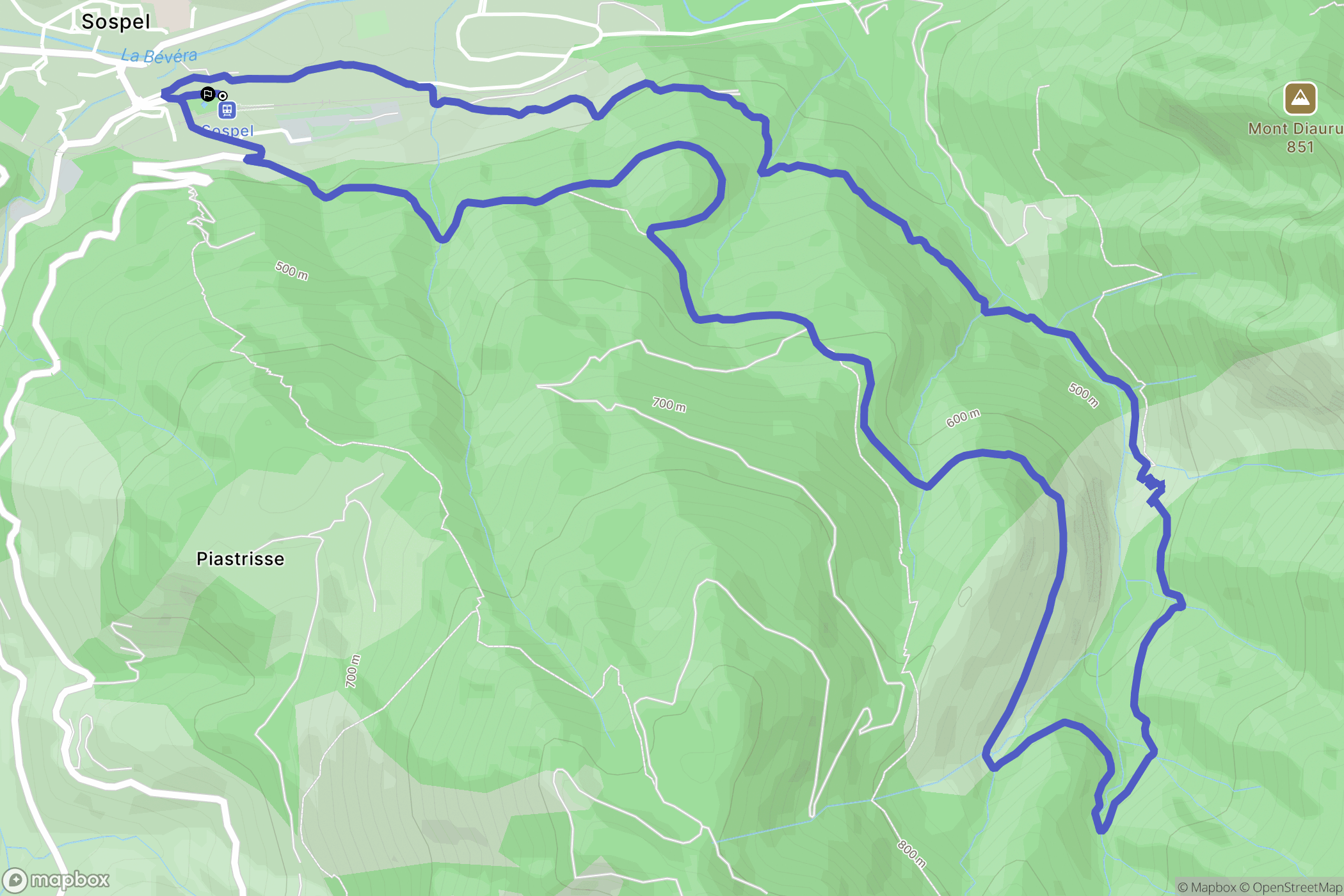 Sospel : carte du parcours de randonnée - France