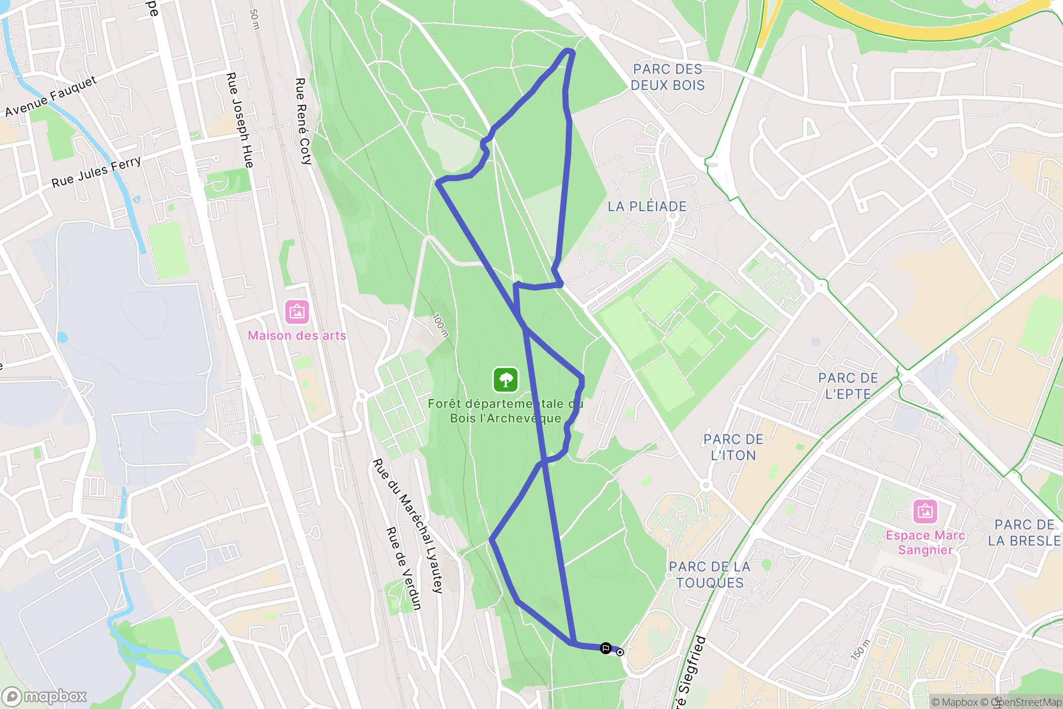 Mont-Saint-Aignan : carte du parcours de randonnée - France