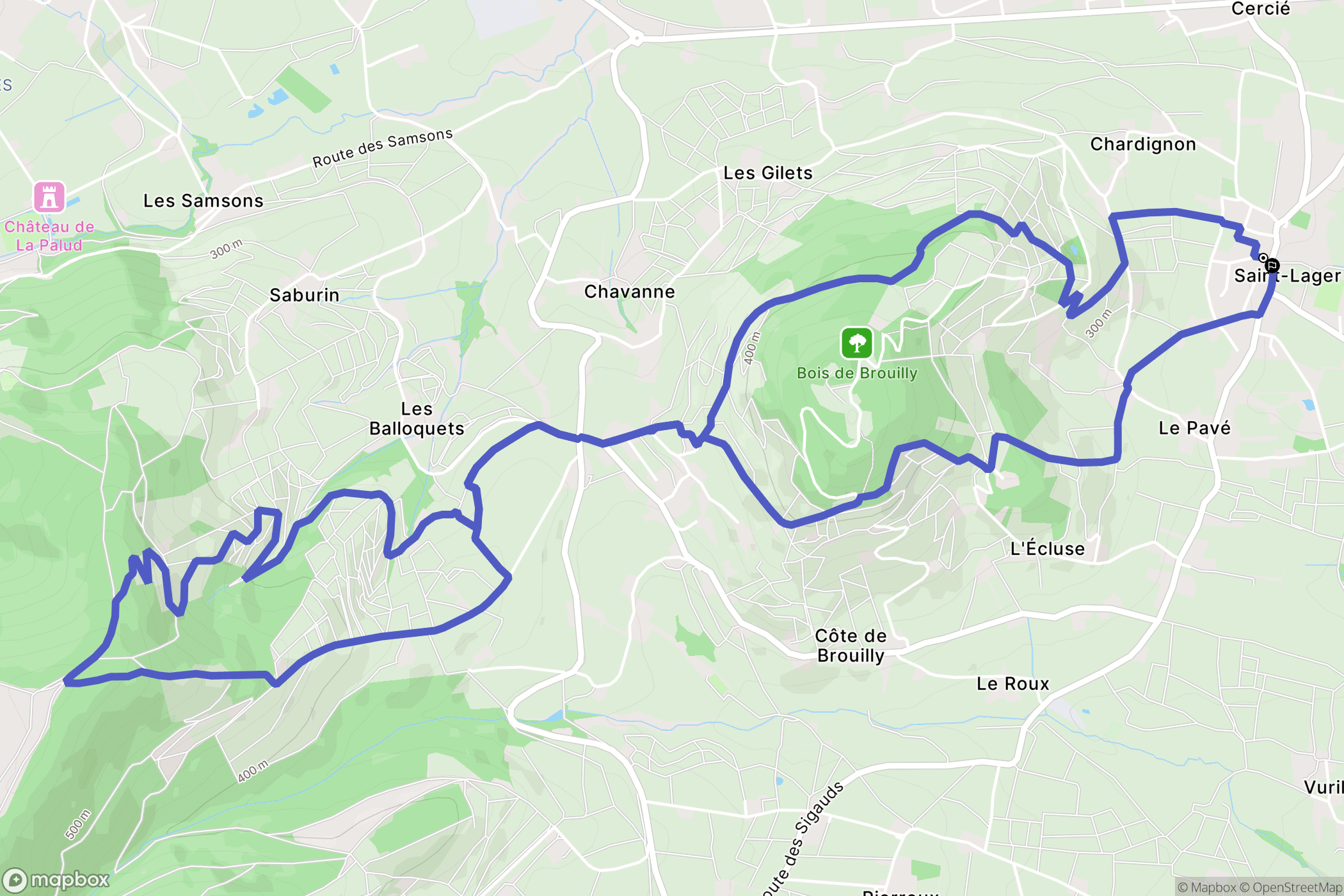 Saint-Lager : carte du parcours de randonnée - France