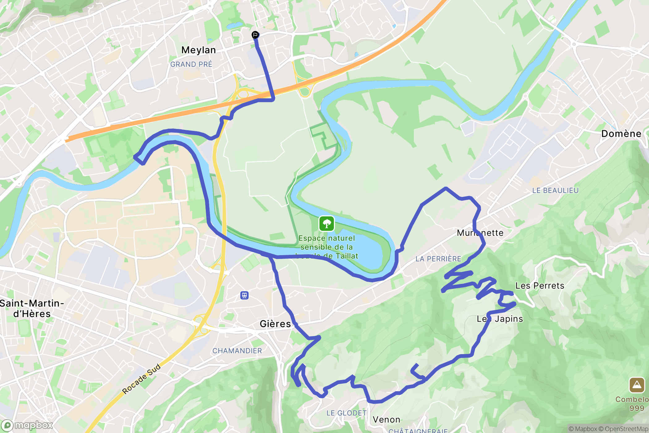 Meylan : carte du parcours de randonnée - France