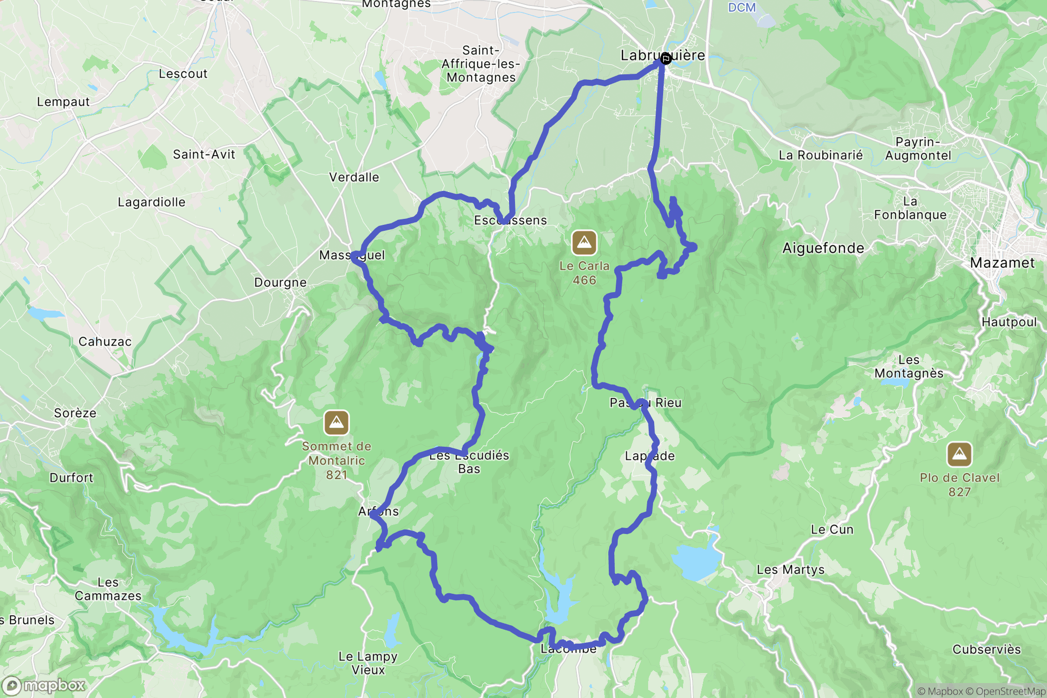 Labruguière : carte du parcours de randonnée - France