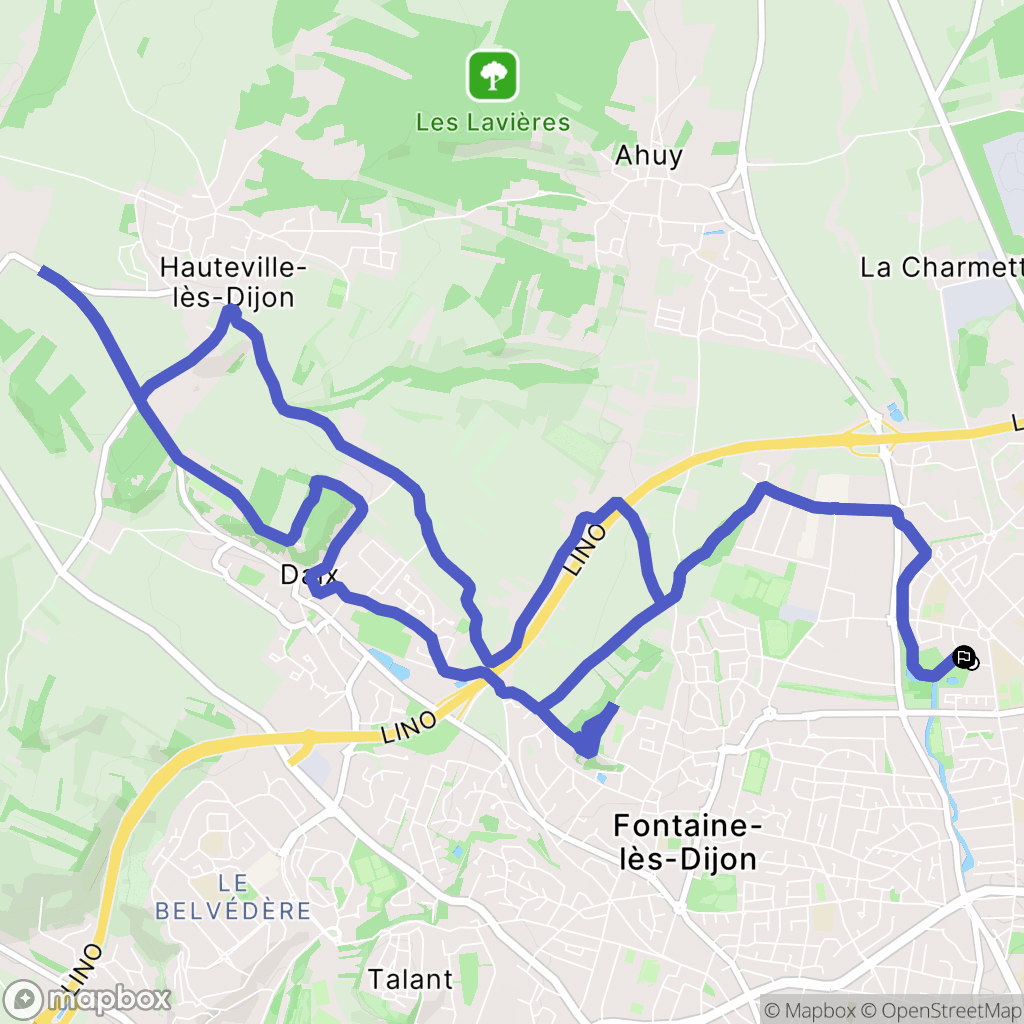 Dijon : carte du parcours de randonnée - France