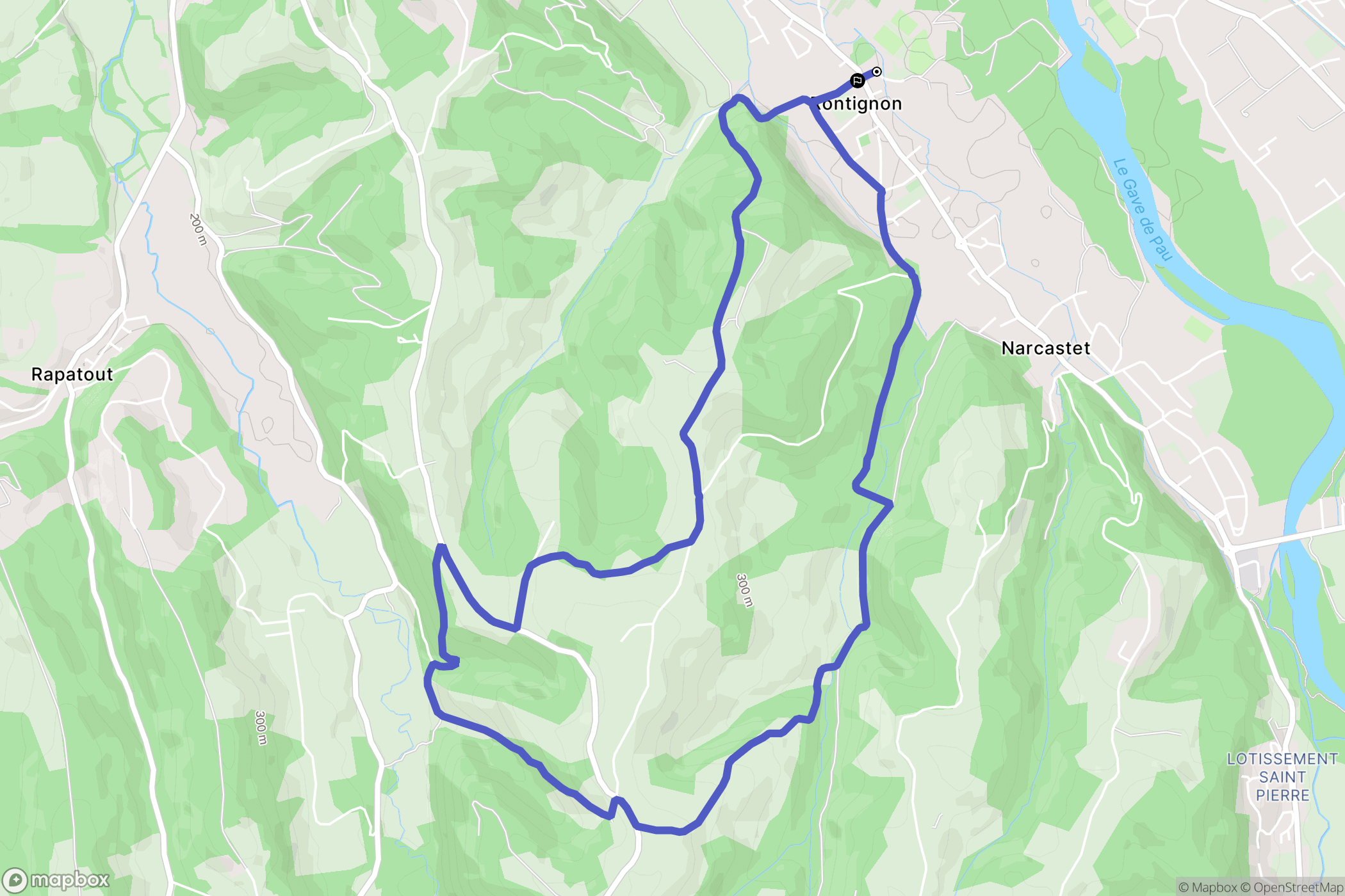 Rontignon : carte du parcours de randonnée - France