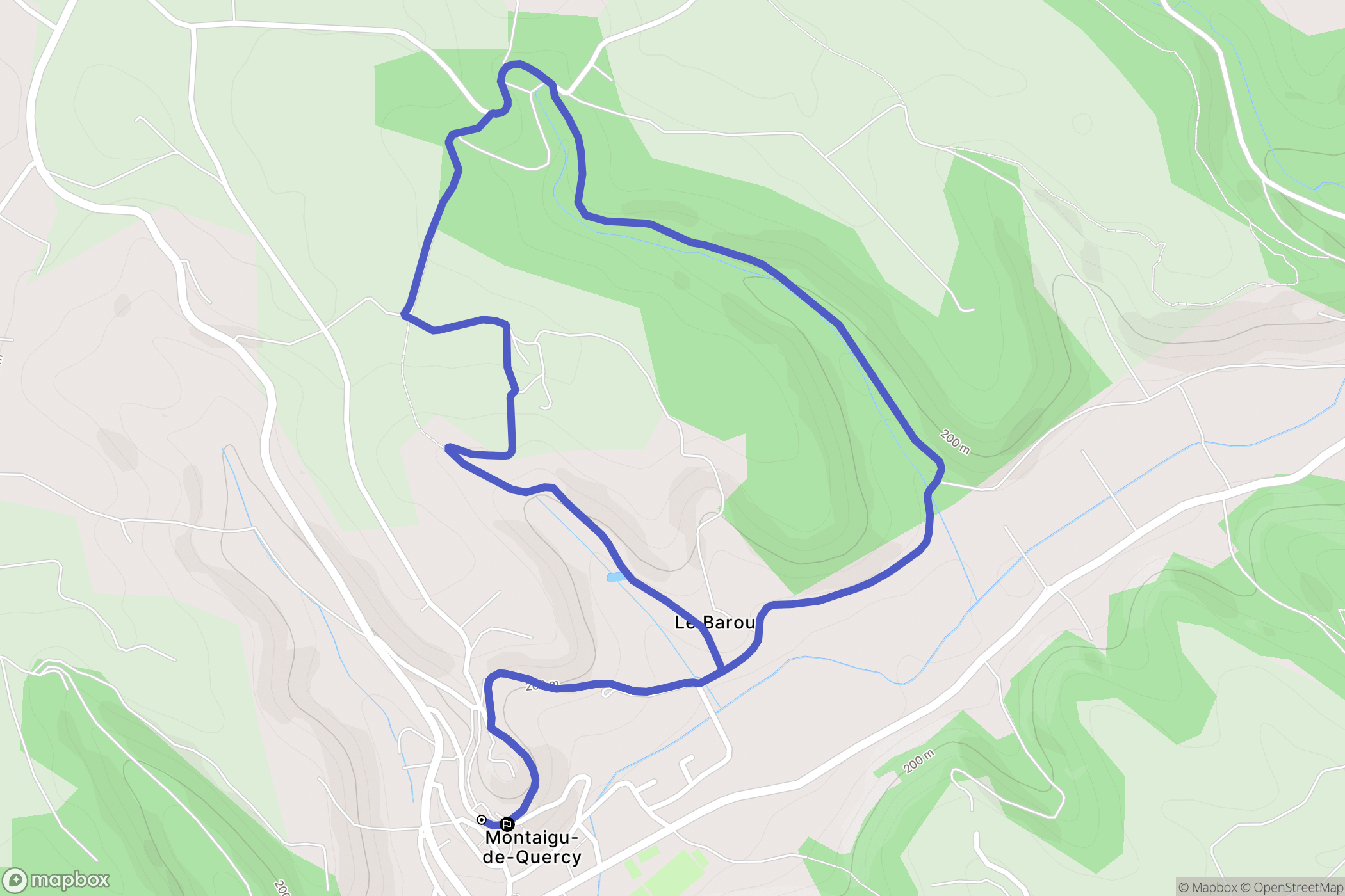 Montaigu-de-Quercy : carte du parcours de randonnée - France