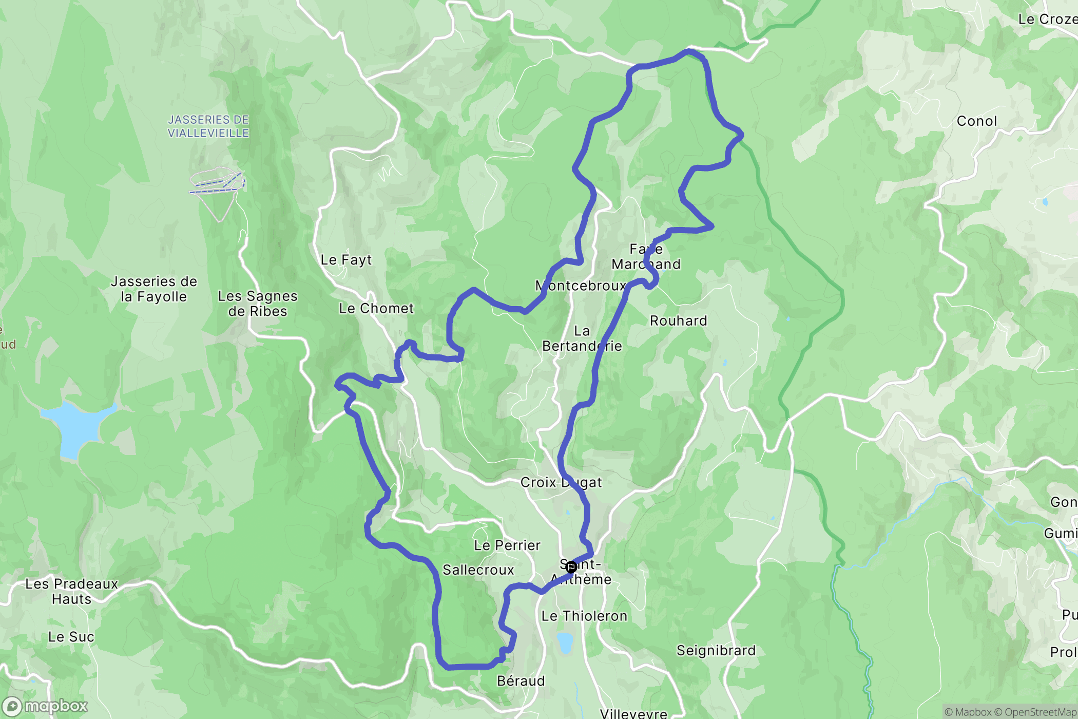 Saint-Anthème : carte du parcours de randonnée - France