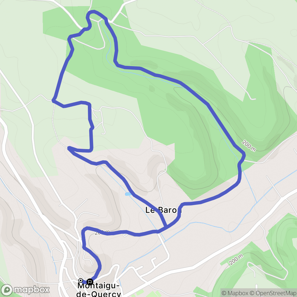 Montaigu-de-Quercy : carte du parcours de randonnée - France