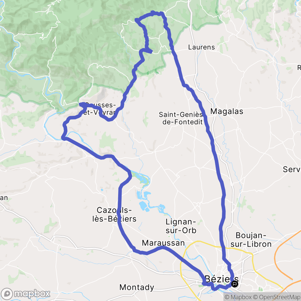 Béziers : carte du parcours de randonnée - France