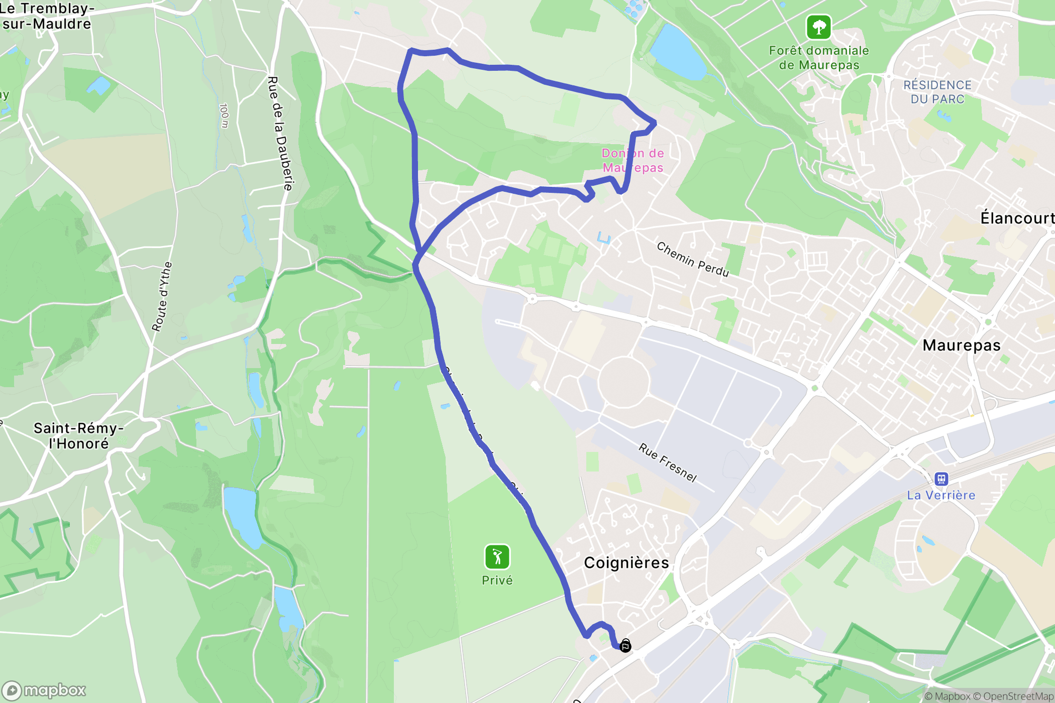 Coignières : carte du parcours de randonnée - France