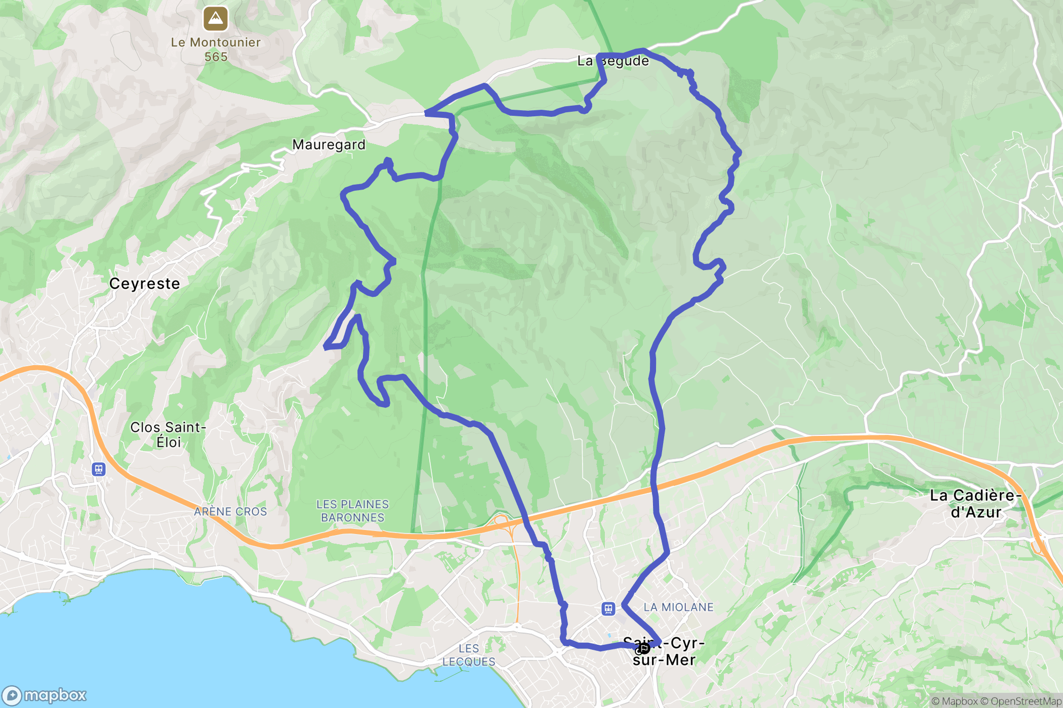 Saint-Cyr-sur-Mer : carte du parcours de randonnée - France