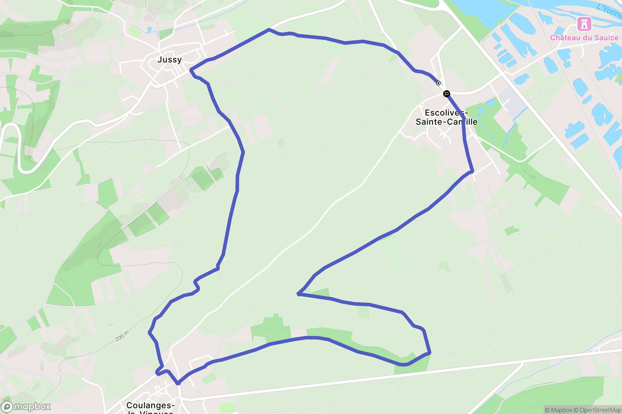 Escolives-Sainte-Camille : carte du parcours de randonnée - France