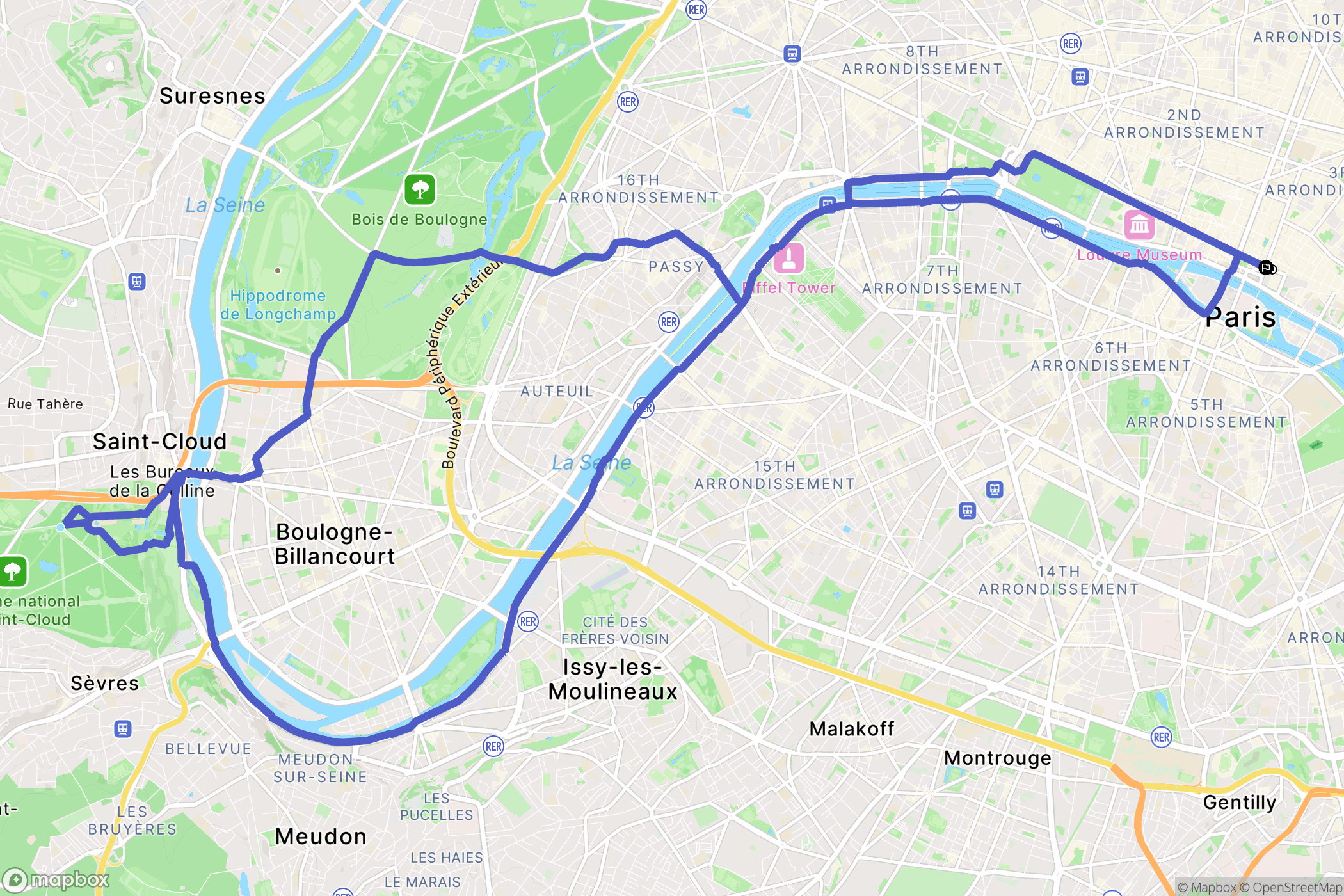 Paris : carte du parcours de randonnée - France