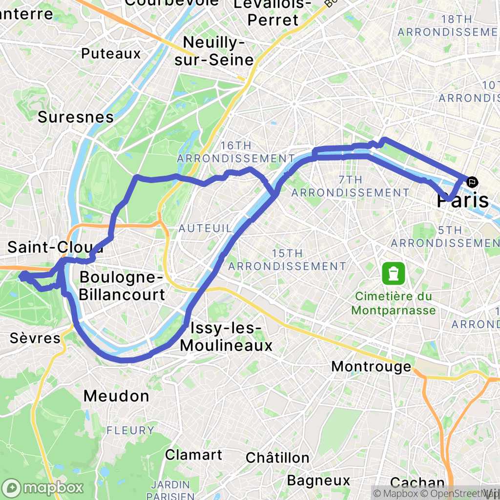 Paris : carte du parcours de randonnée - France