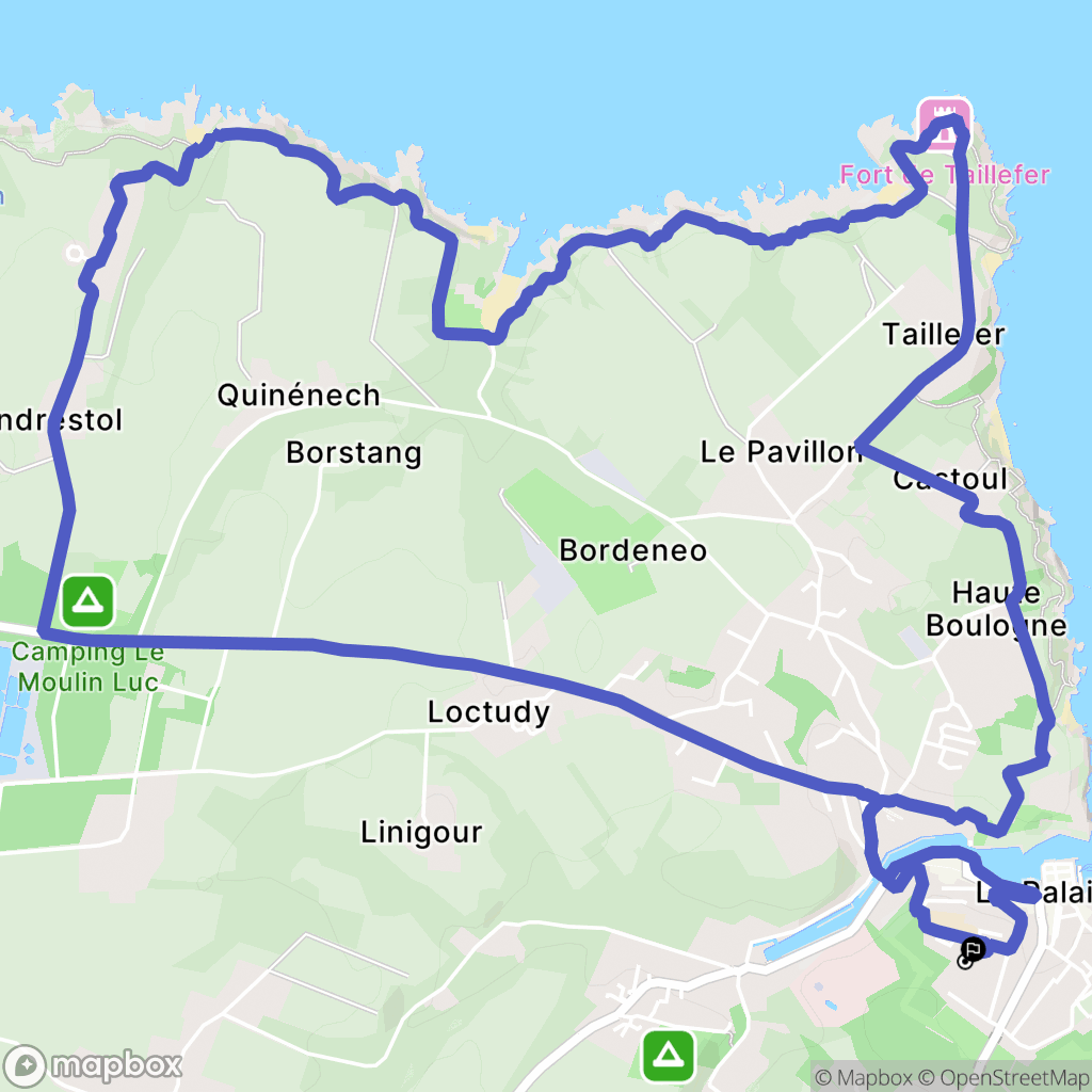 Le Palais : carte du parcours de randonnée - France