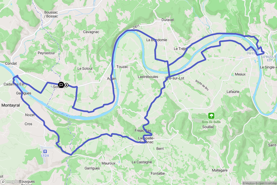 Soturac : carte du parcours de randonnée - France