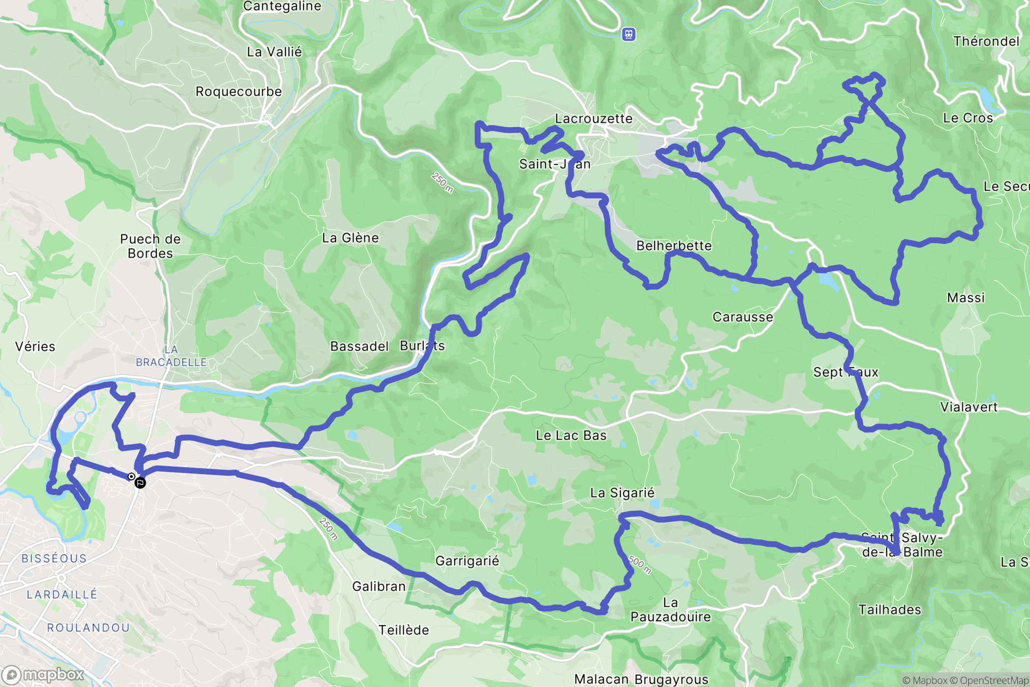 Castres : carte du parcours de randonnée - France