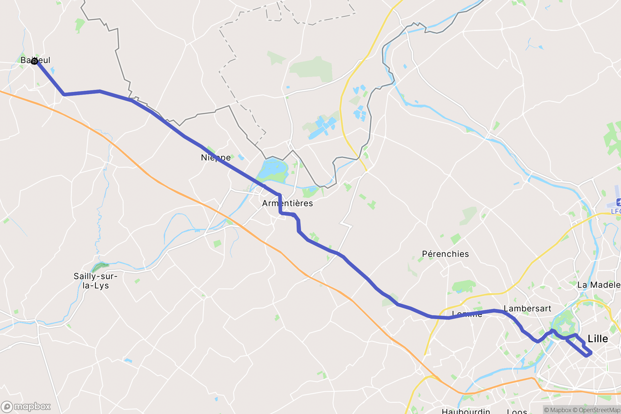 Bailleul : carte du parcours de randonnée - France