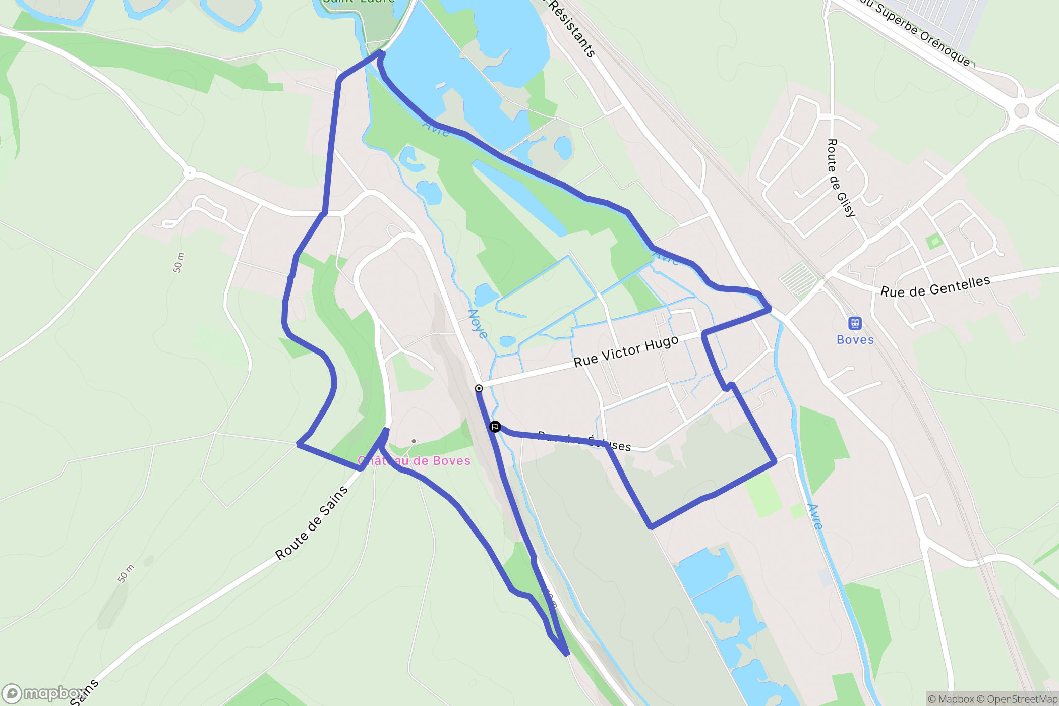Boves : carte du parcours de randonnée - France