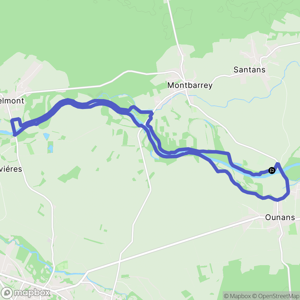 Ounans : carte du parcours de randonnée - France