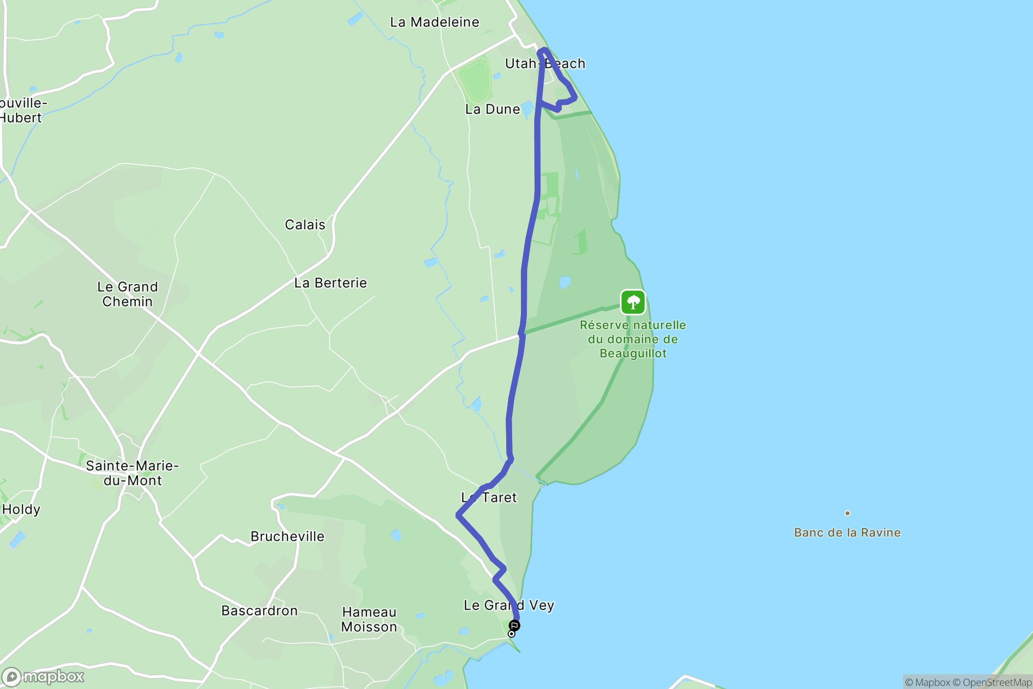 Sainte-Marie-du-Mont : carte du parcours de randonnée - France