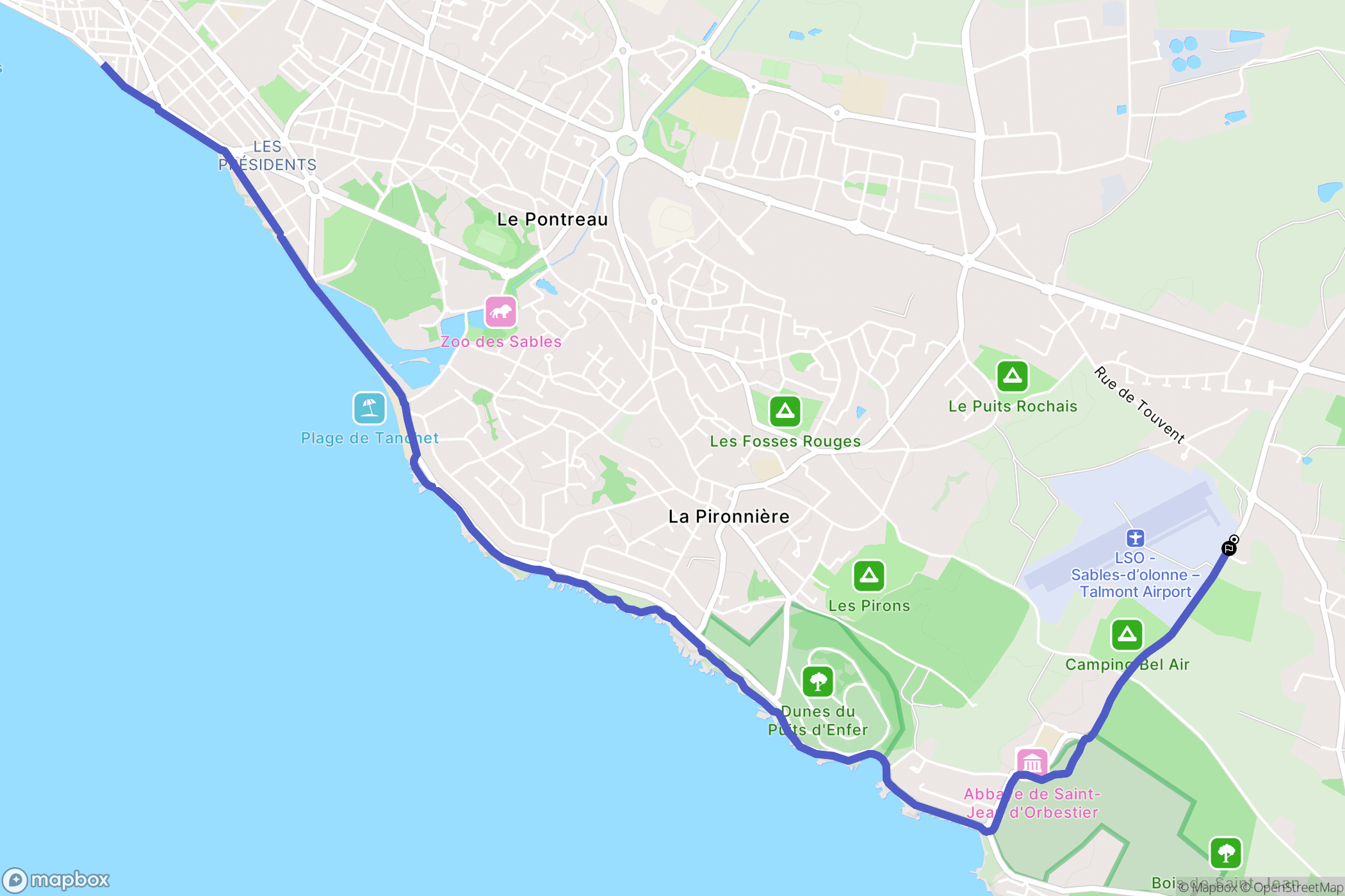 Les Sables-d'Olonne : carte du parcours de randonnée - France