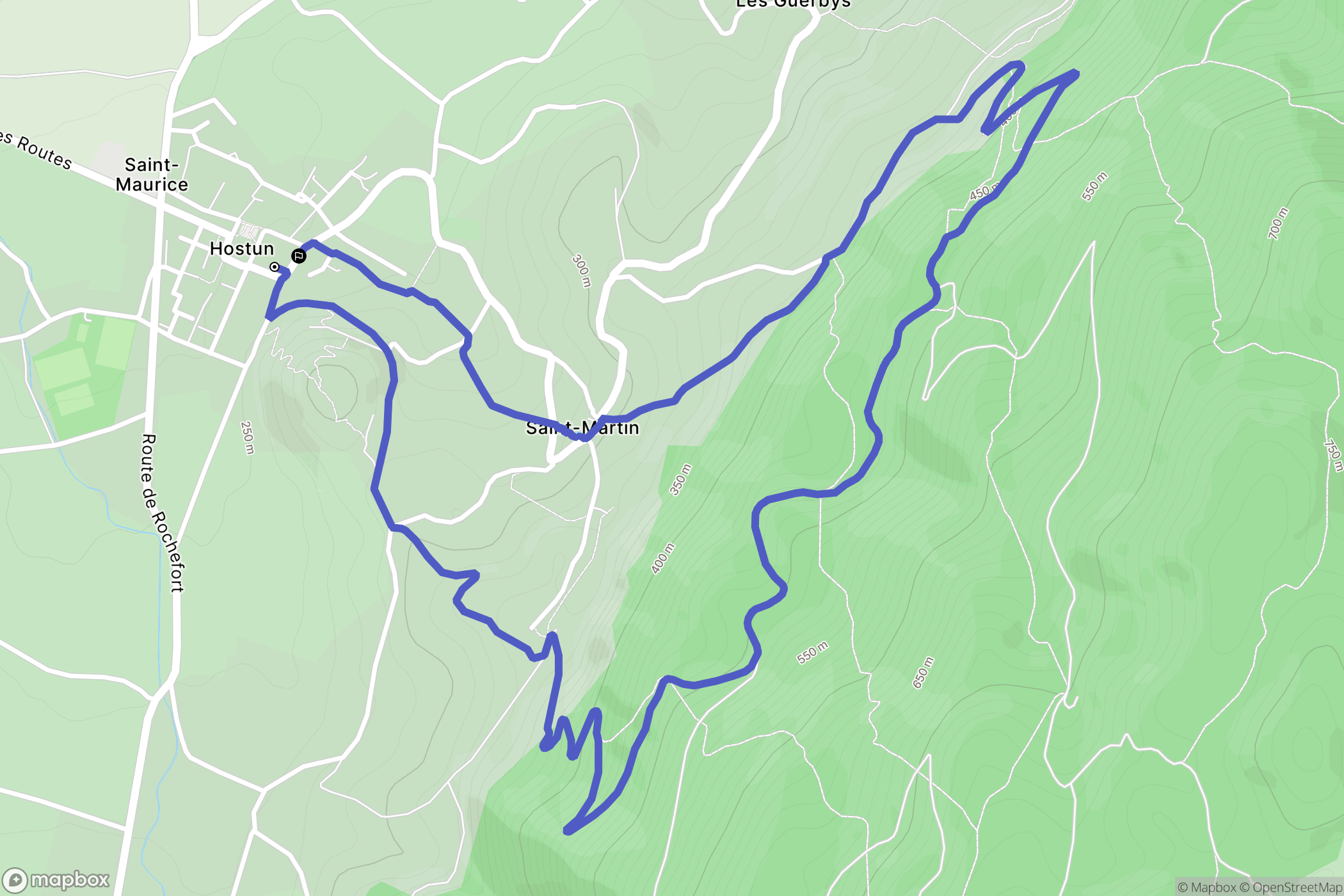Hostun : carte du parcours de randonnée - France