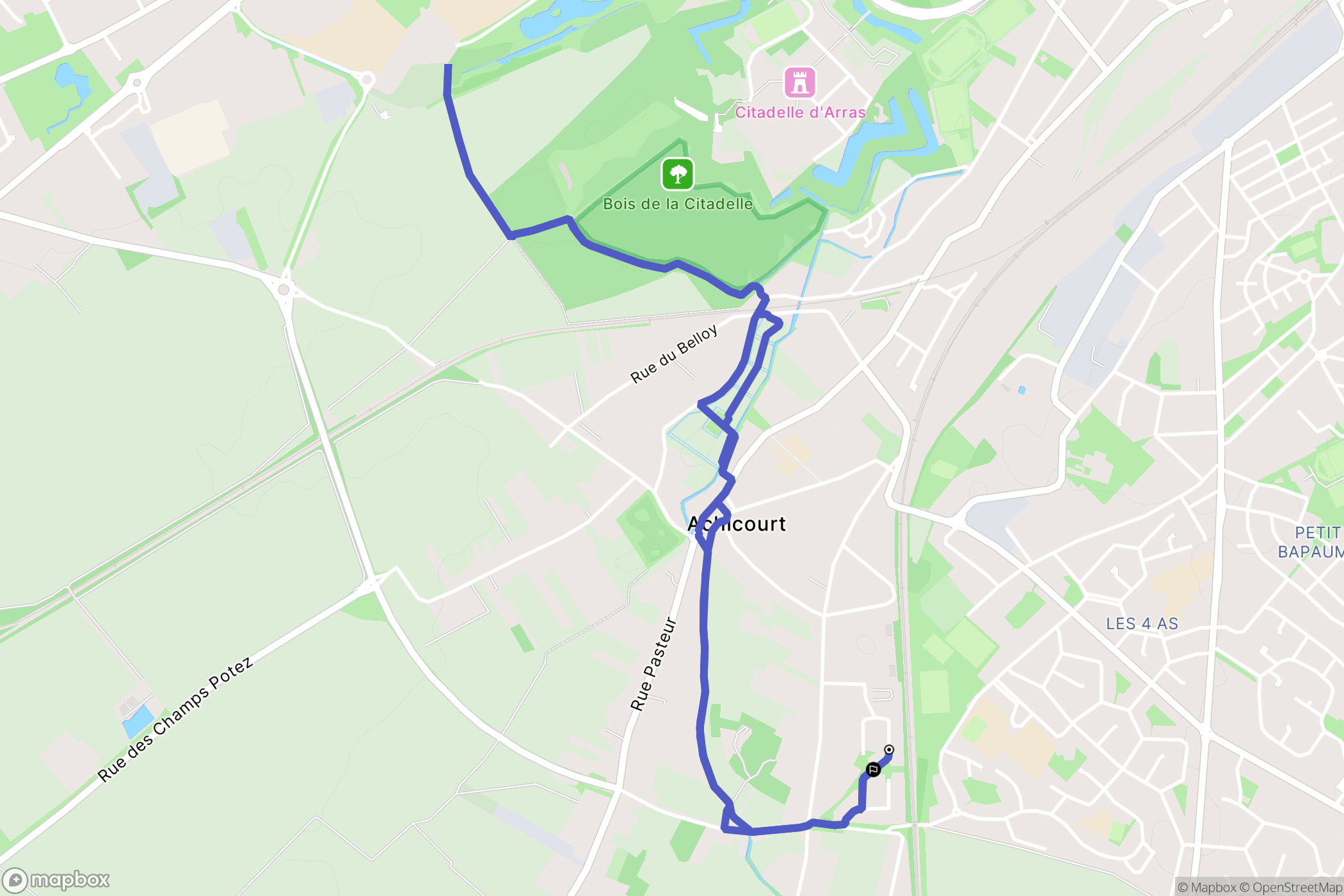 Achicourt : carte du parcours de randonnée - France