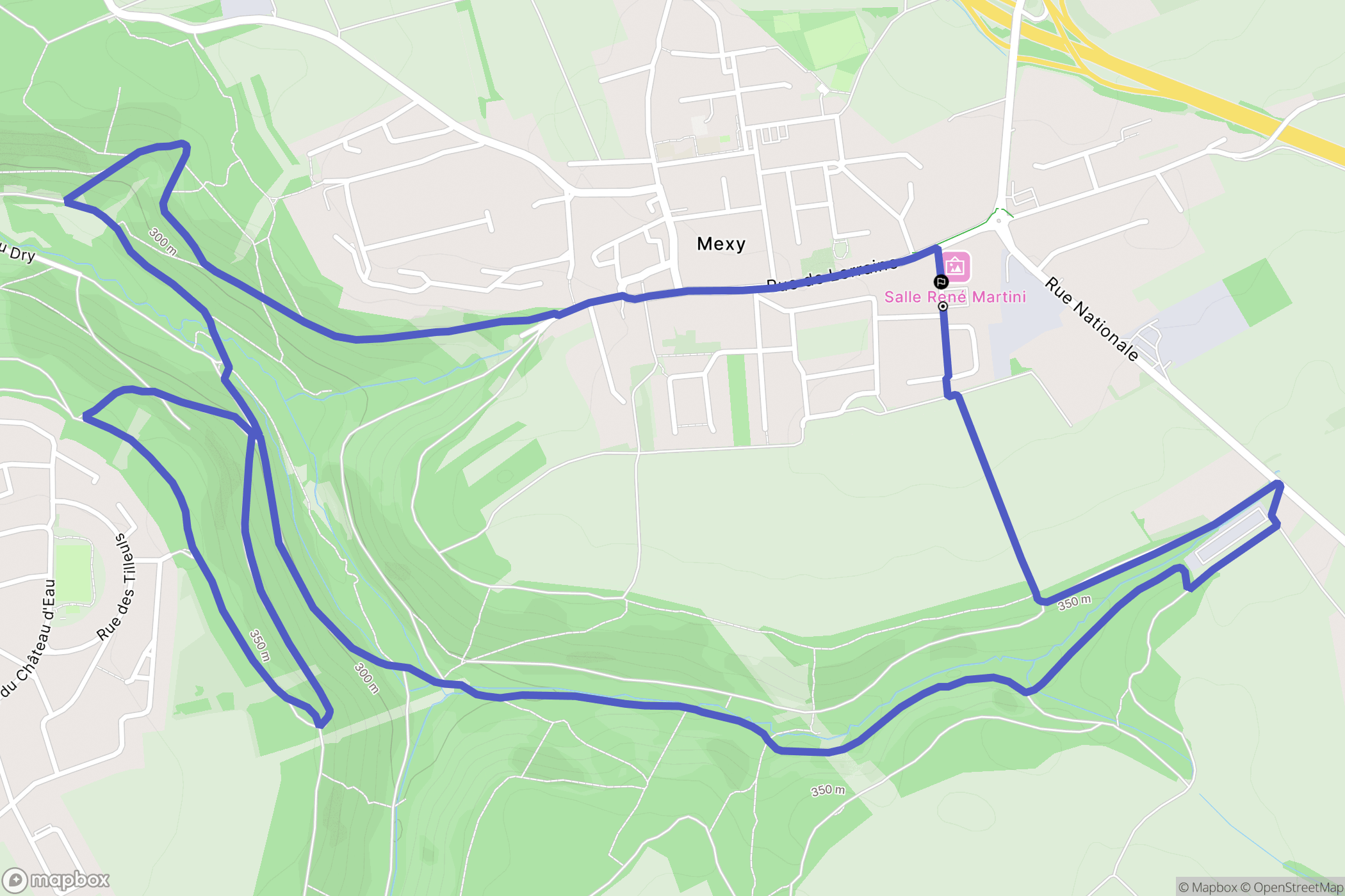 Mexy : carte du parcours de randonnée - France