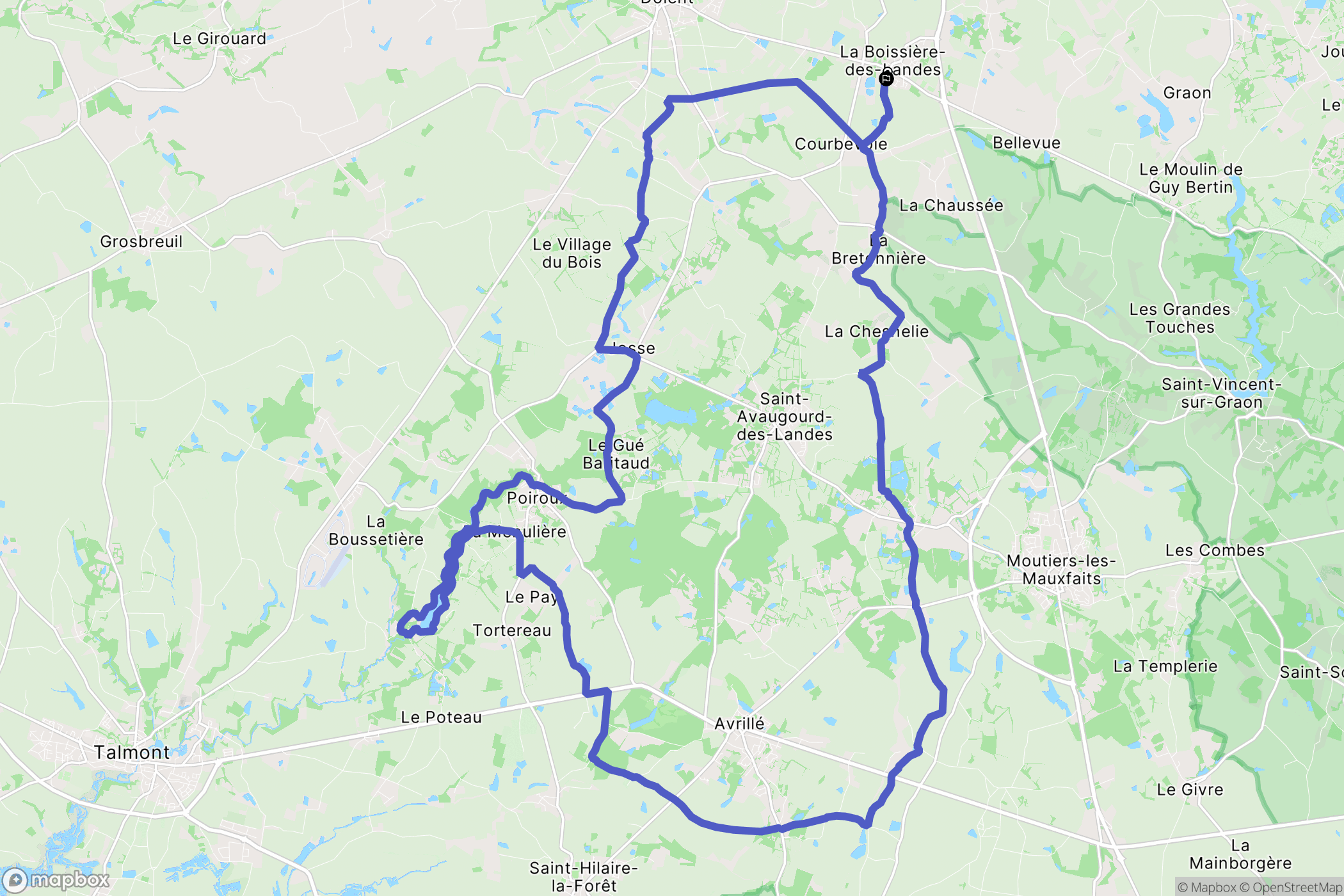 La Boissière-des-Landes : carte du parcours de randonnée - France
