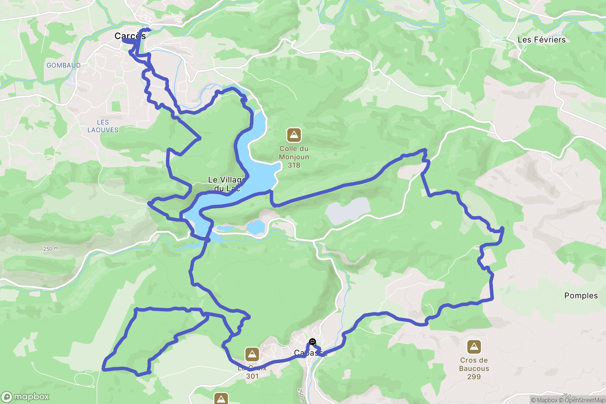 Cabasse : carte du parcours de randonnée - France