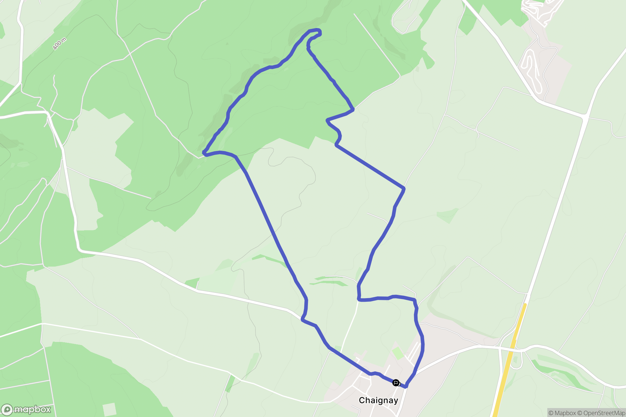 Chaignay : carte du parcours de randonnée - France