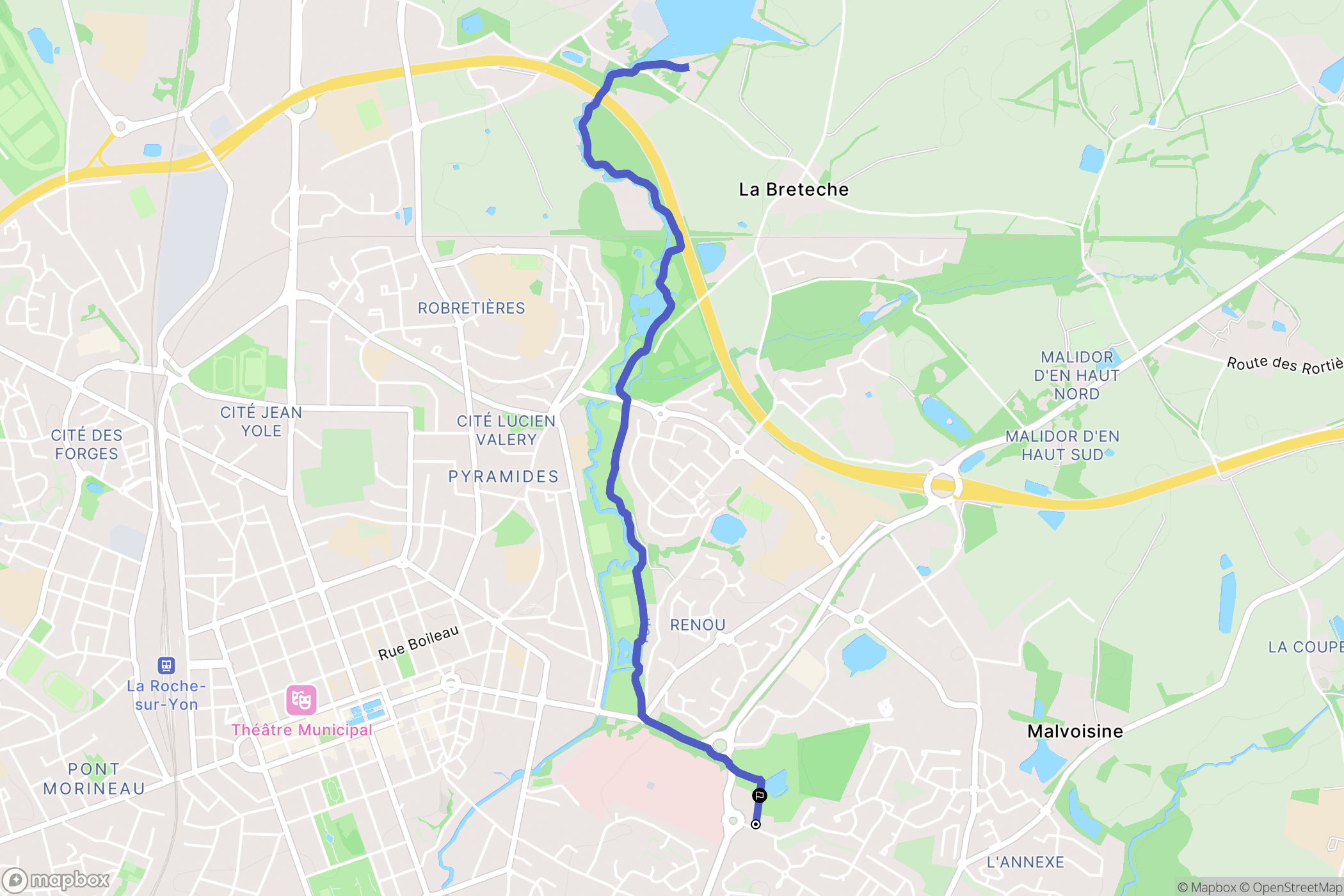 La Roche-sur-Yon : carte du parcours de randonnée - France