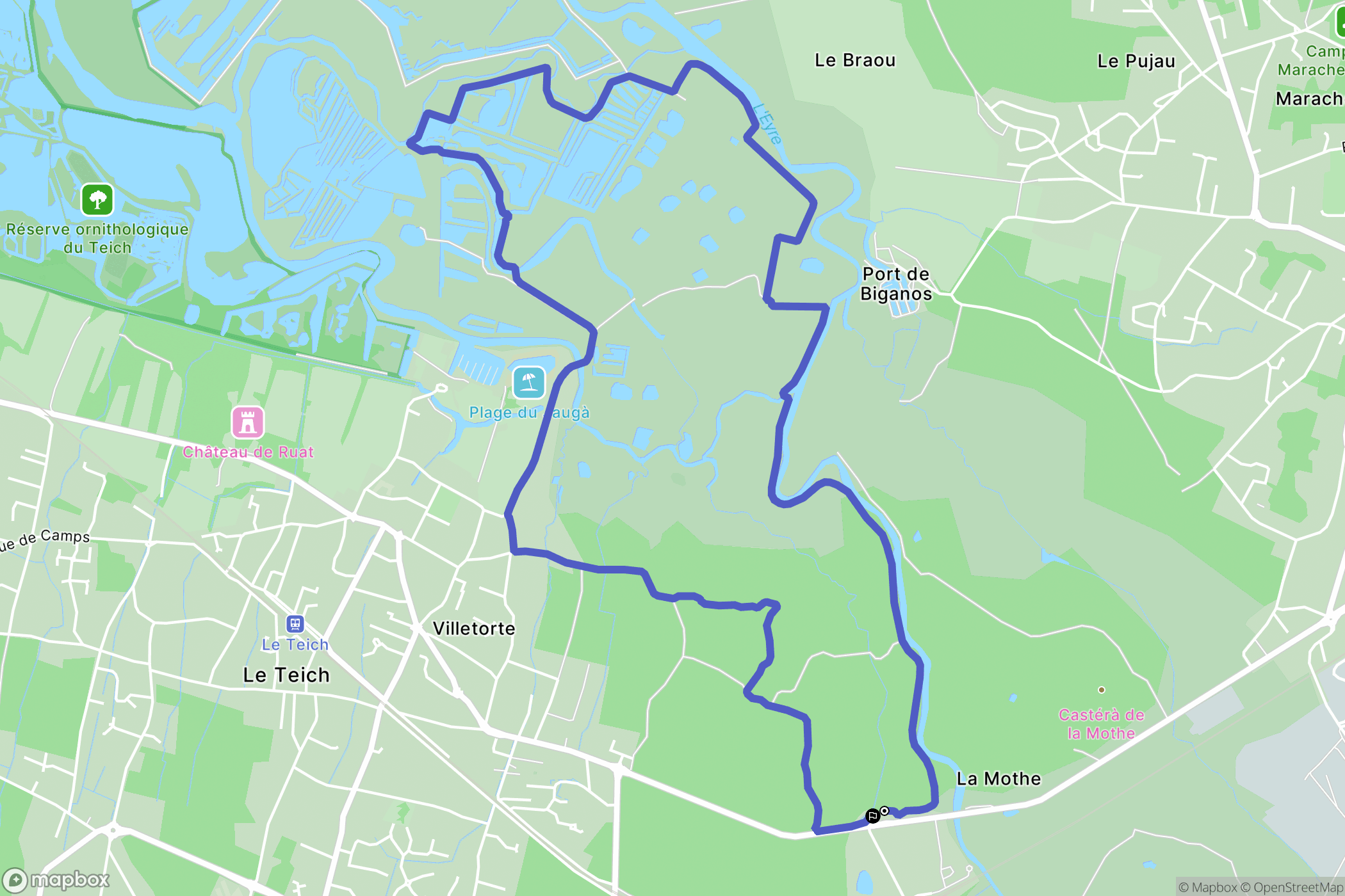 Le Teich : carte du parcours de randonnée - France