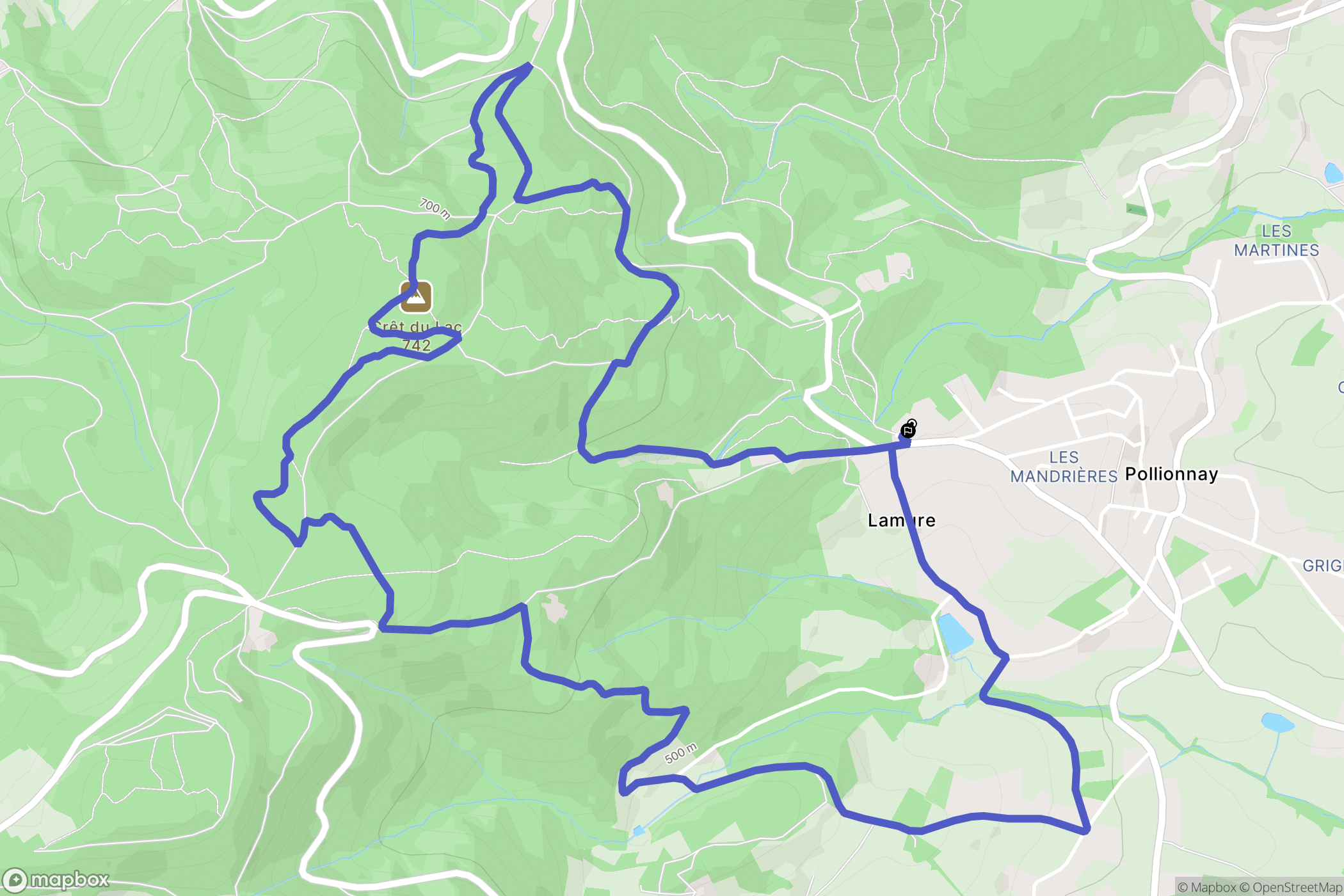 Pollionnay : carte du parcours de randonnée - France