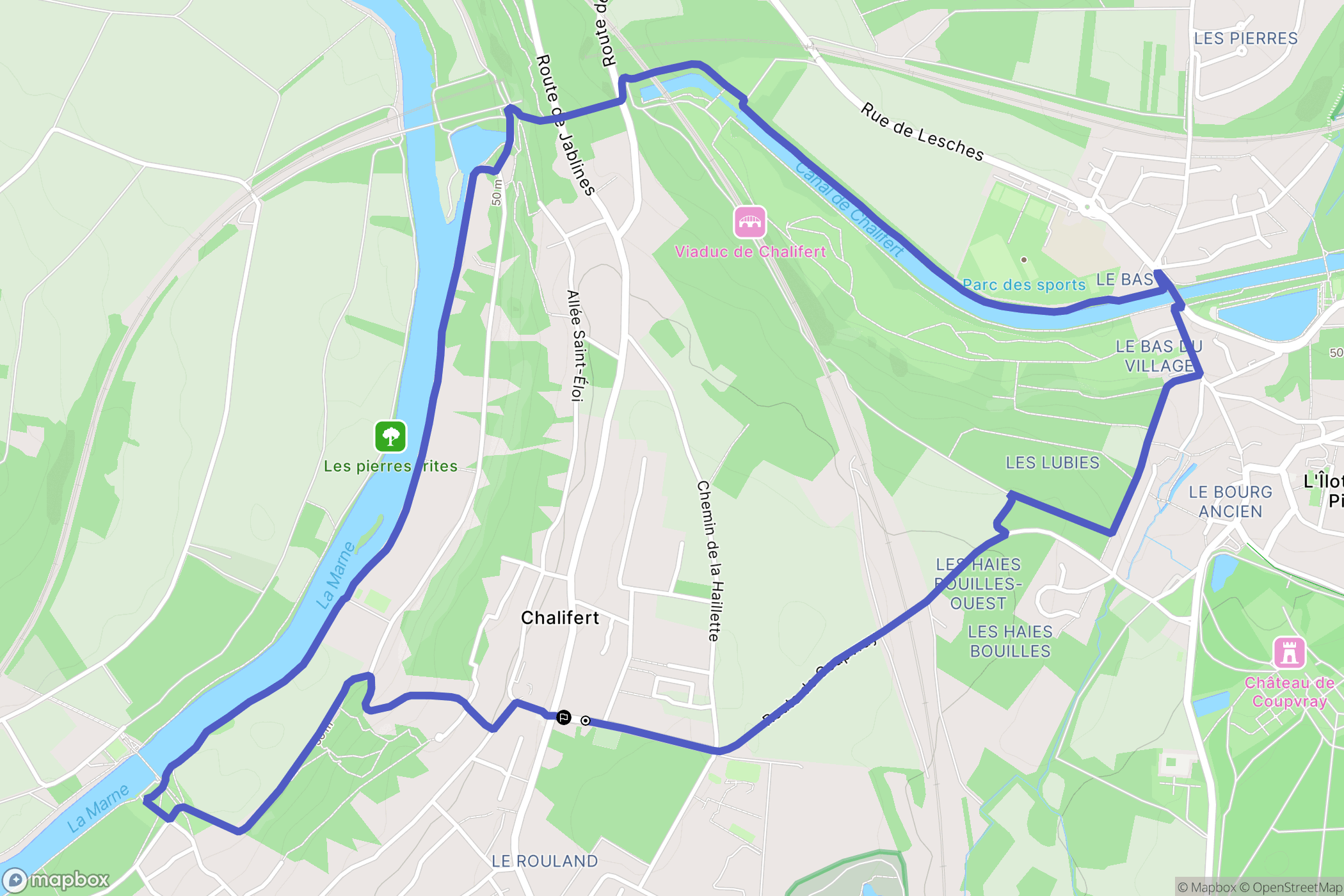 Chalifert : carte du parcours de randonnée - France