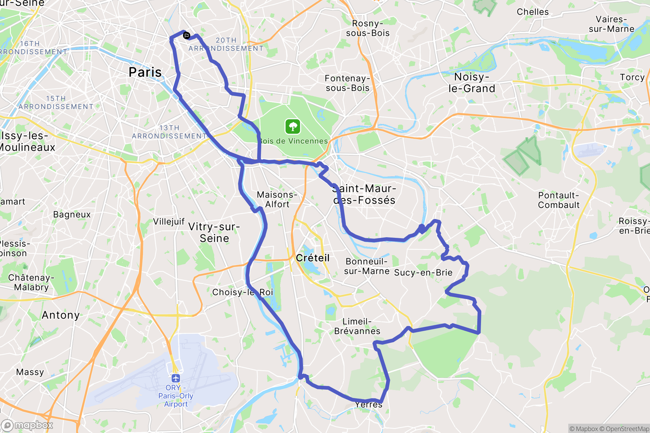 Paris : carte du parcours de randonnée - France
