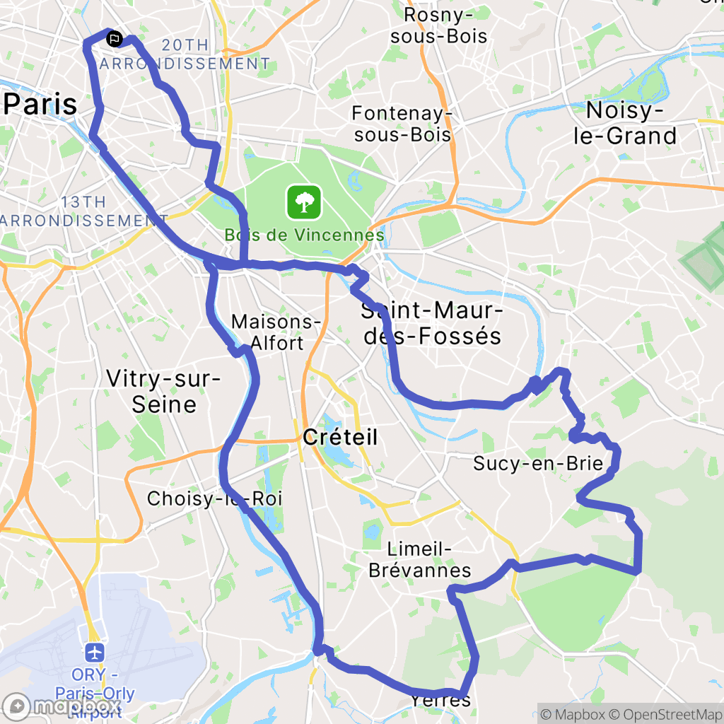 Paris : carte du parcours de randonnée - France
