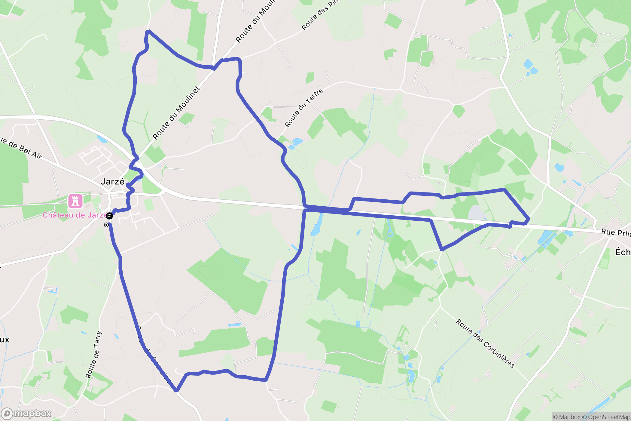 Jarzé Villages : carte du parcours de randonnée - France