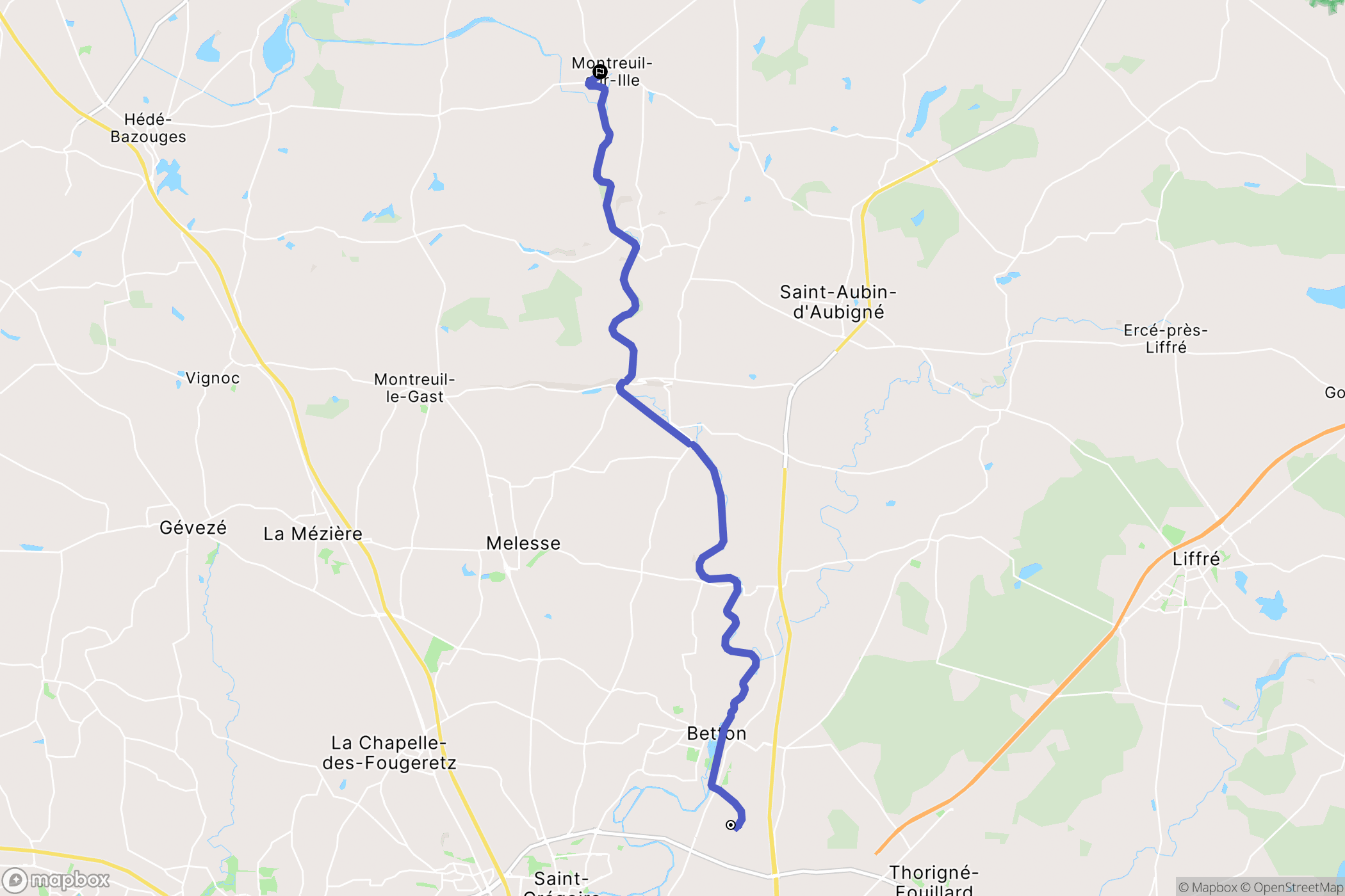 Betton : carte du parcours de randonnée - France