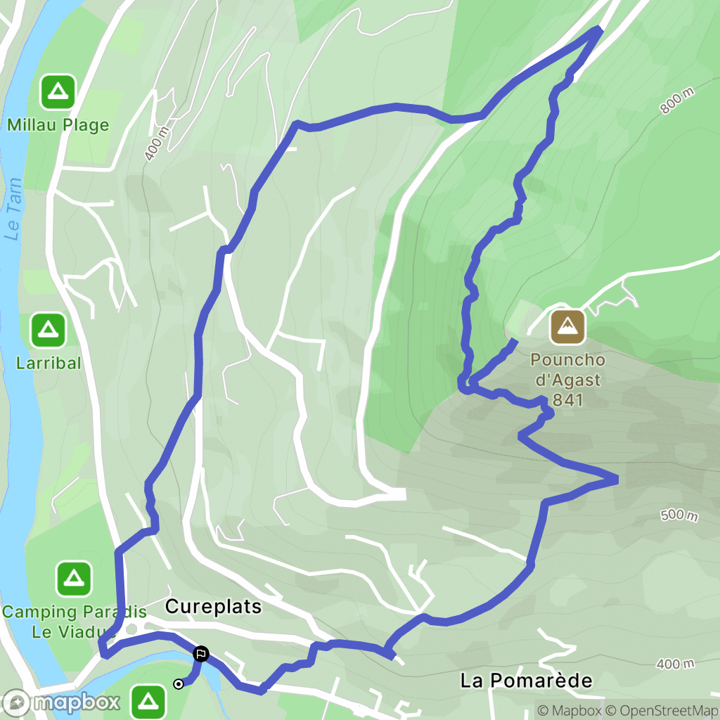 Millau : carte du parcours de randonnée - France