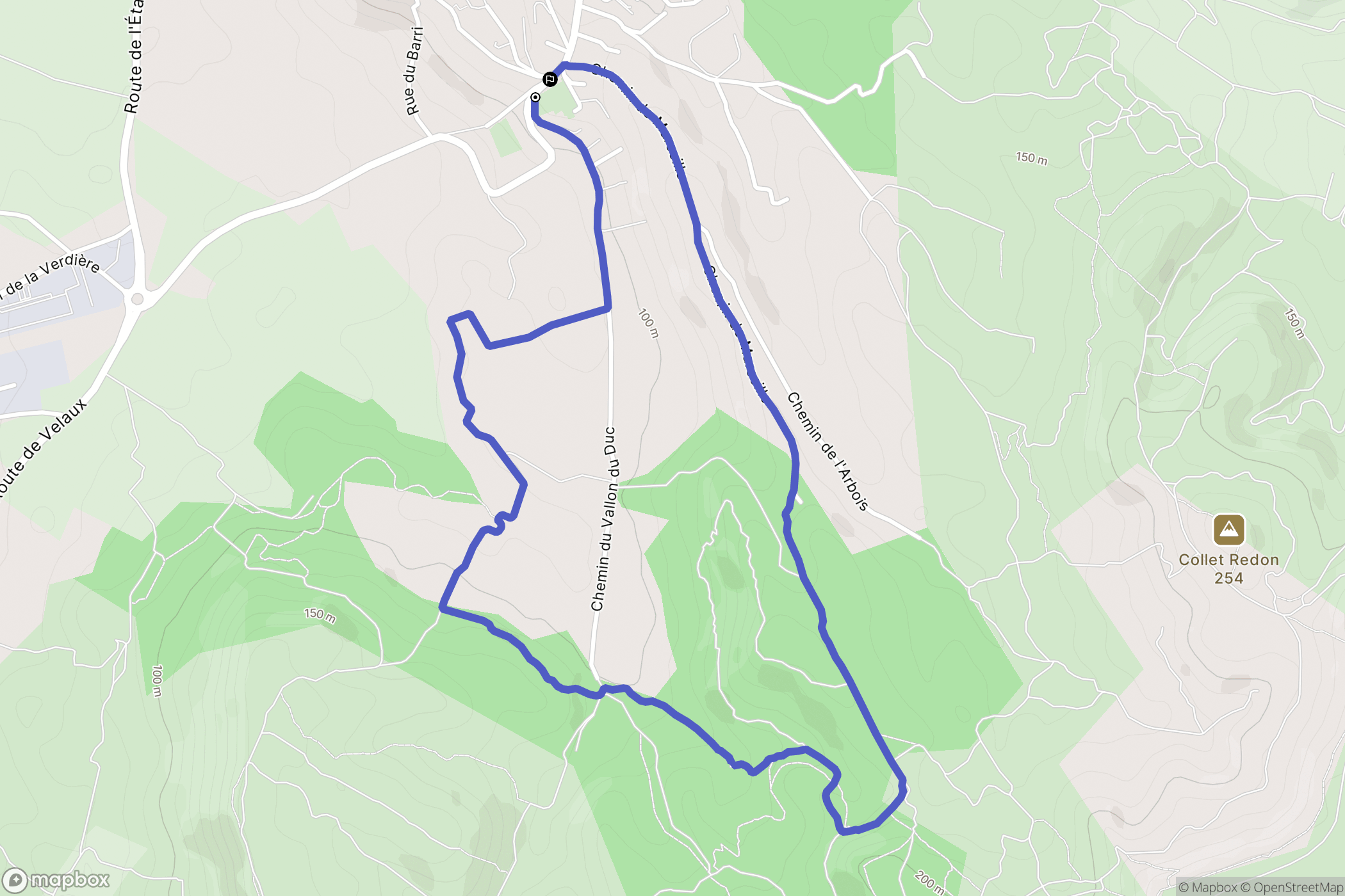 Velaux : carte du parcours de randonnée - France