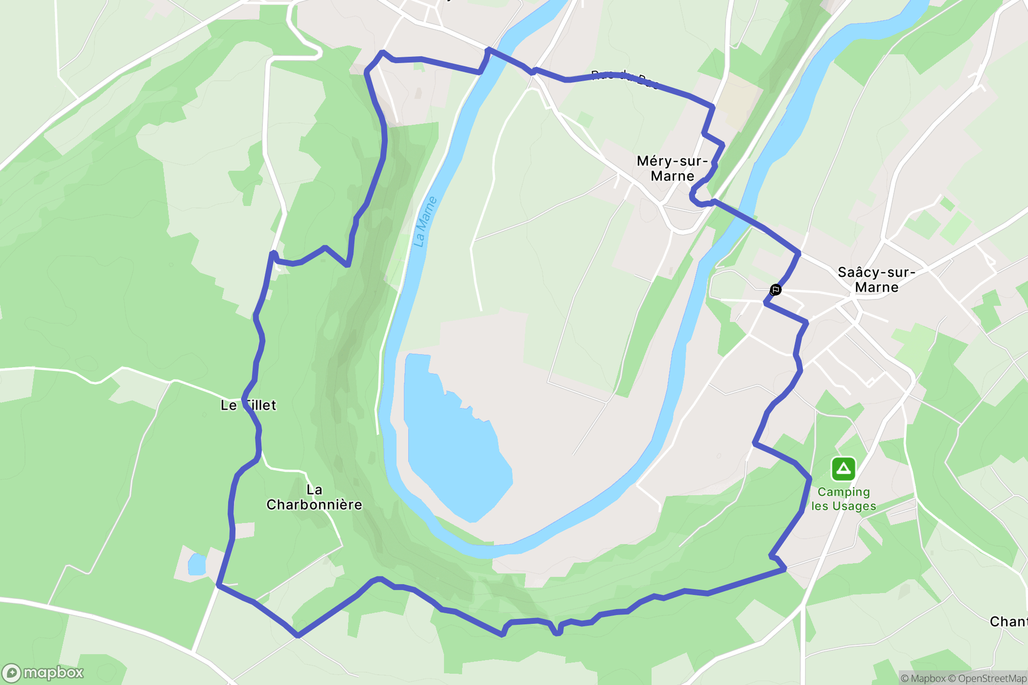 Saâcy-sur-Marne : carte du parcours de randonnée - France