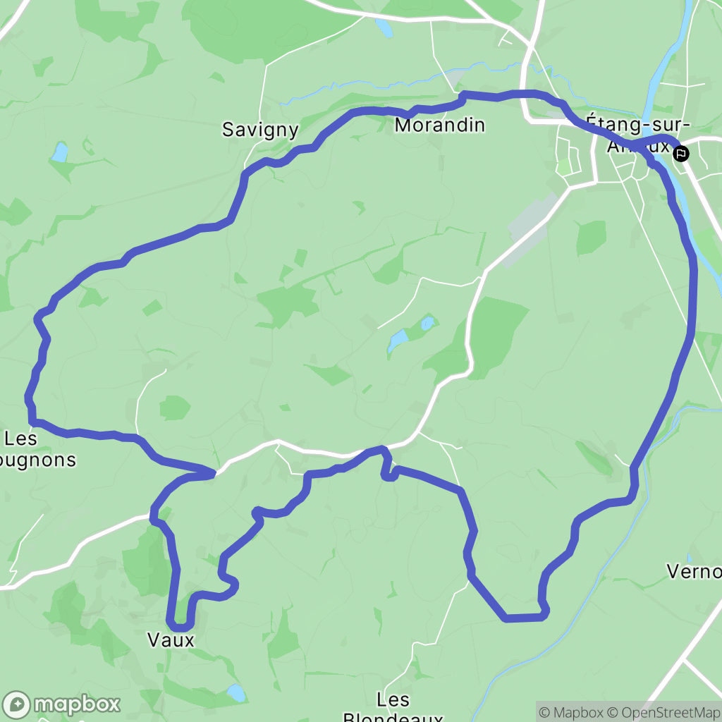 Étang-sur-Arroux : carte du parcours de randonnée - France