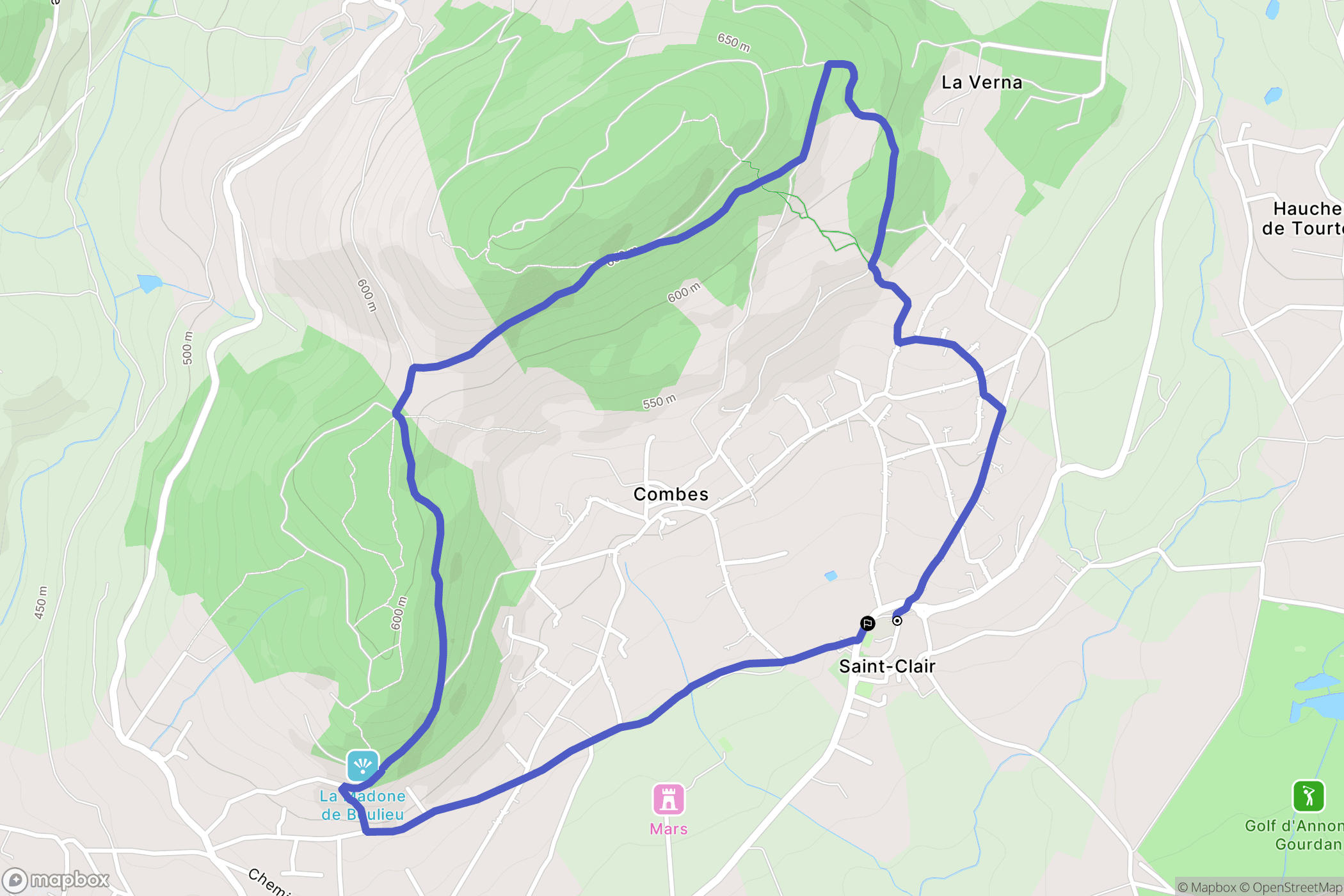 Saint-Clair : carte du parcours de randonnée - France