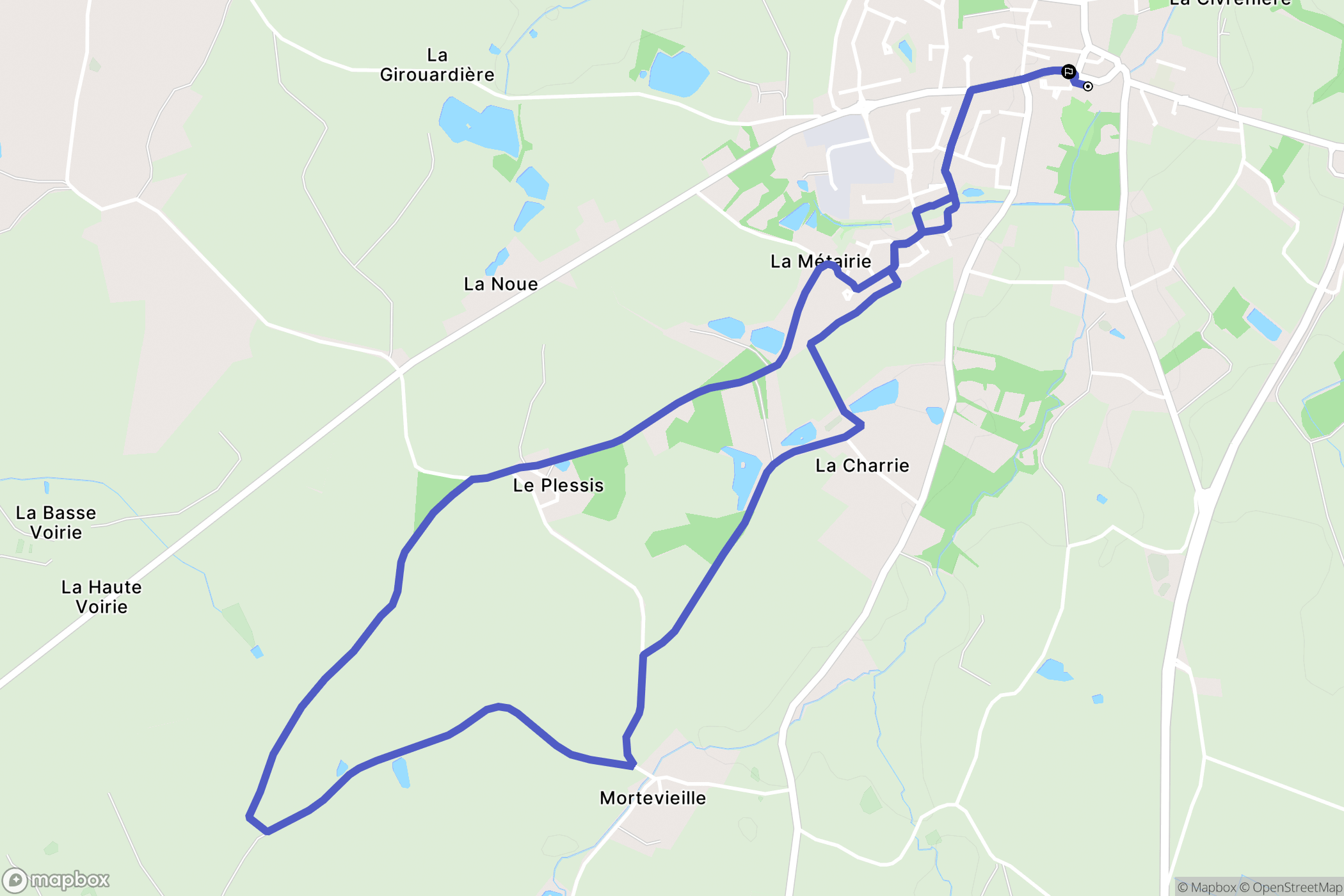 Aubigny-Les Clouzeaux : carte du parcours de randonnée - France