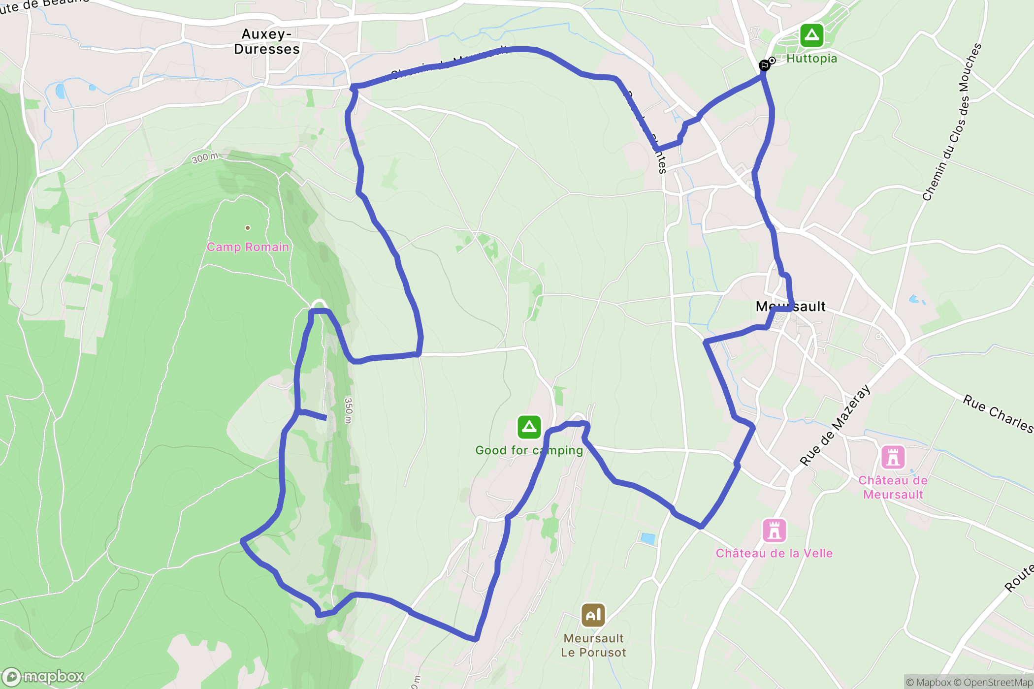 Meursault : carte du parcours de randonnée - France